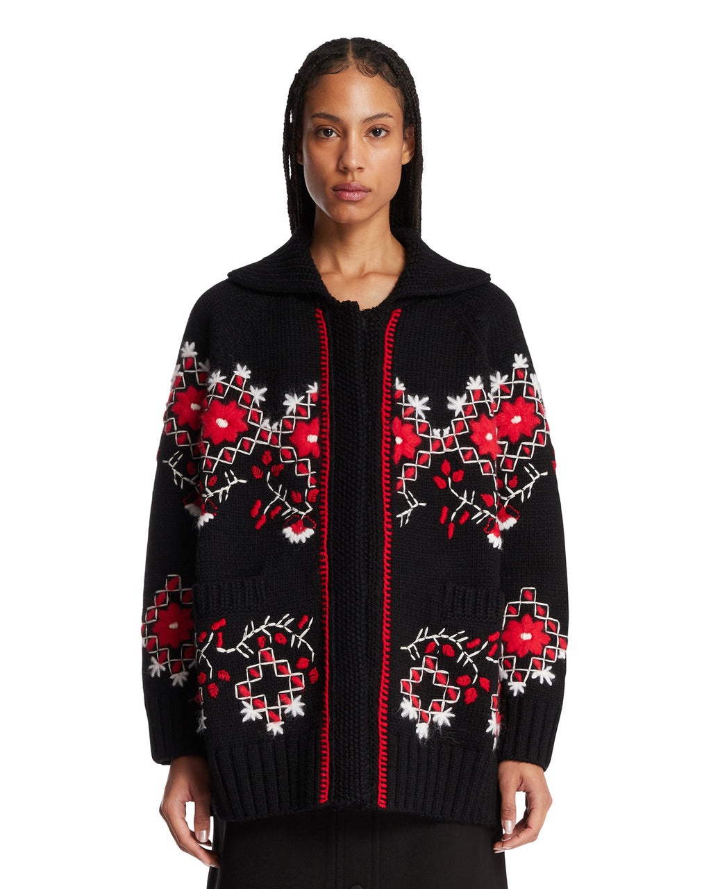 Black Embroidered Wool Cardigan Moncler оригінал – Купити в Україні – боковий вид