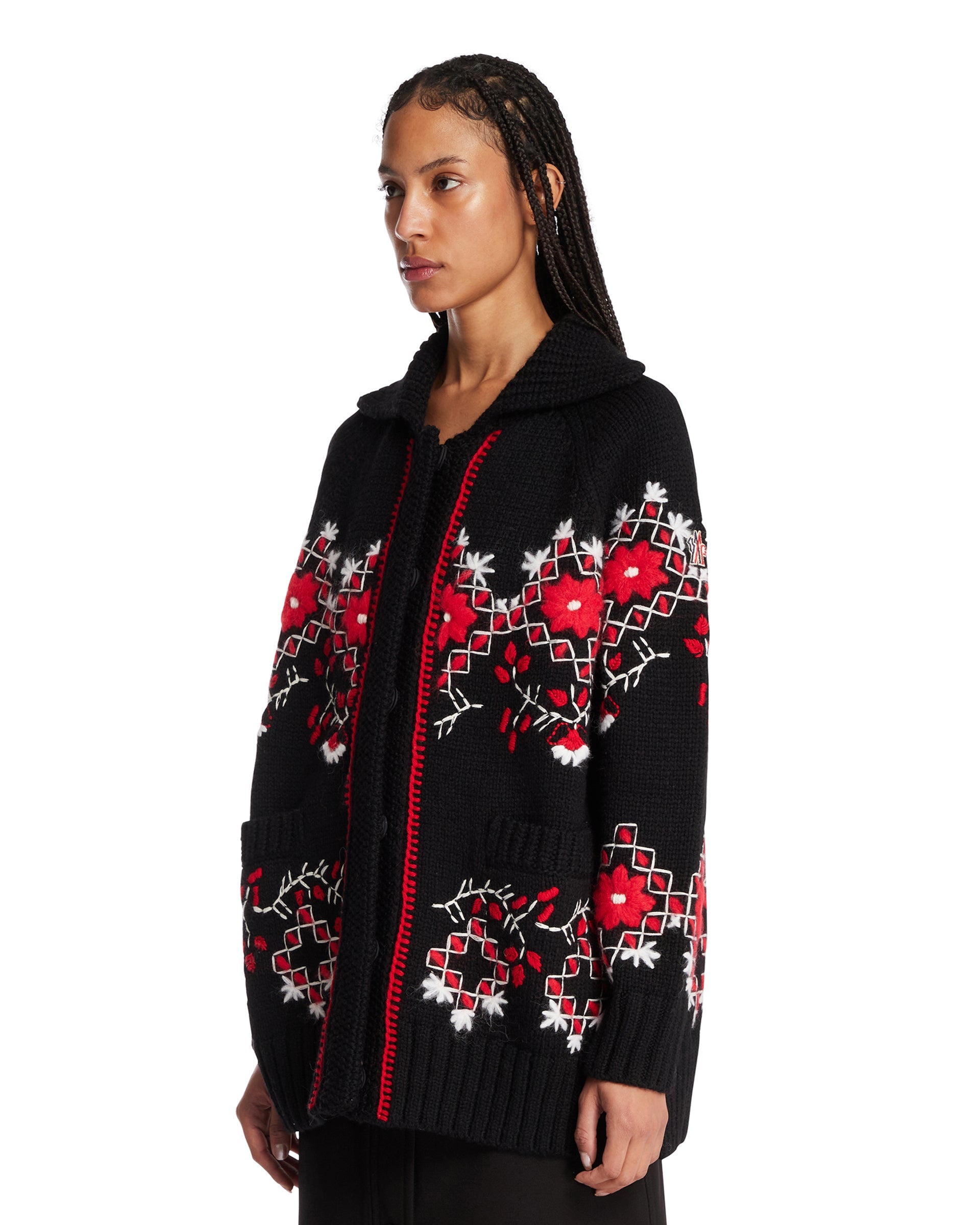Black Embroidered Wool Cardigan Moncler оригінал – Купити в Україні – вид ззаду