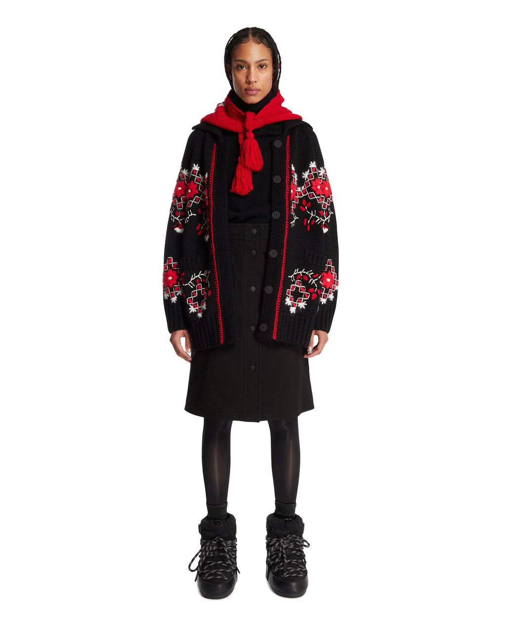Black Embroidered Wool Cardigan Moncler оригінал – Купити в Україні – детальний вид
