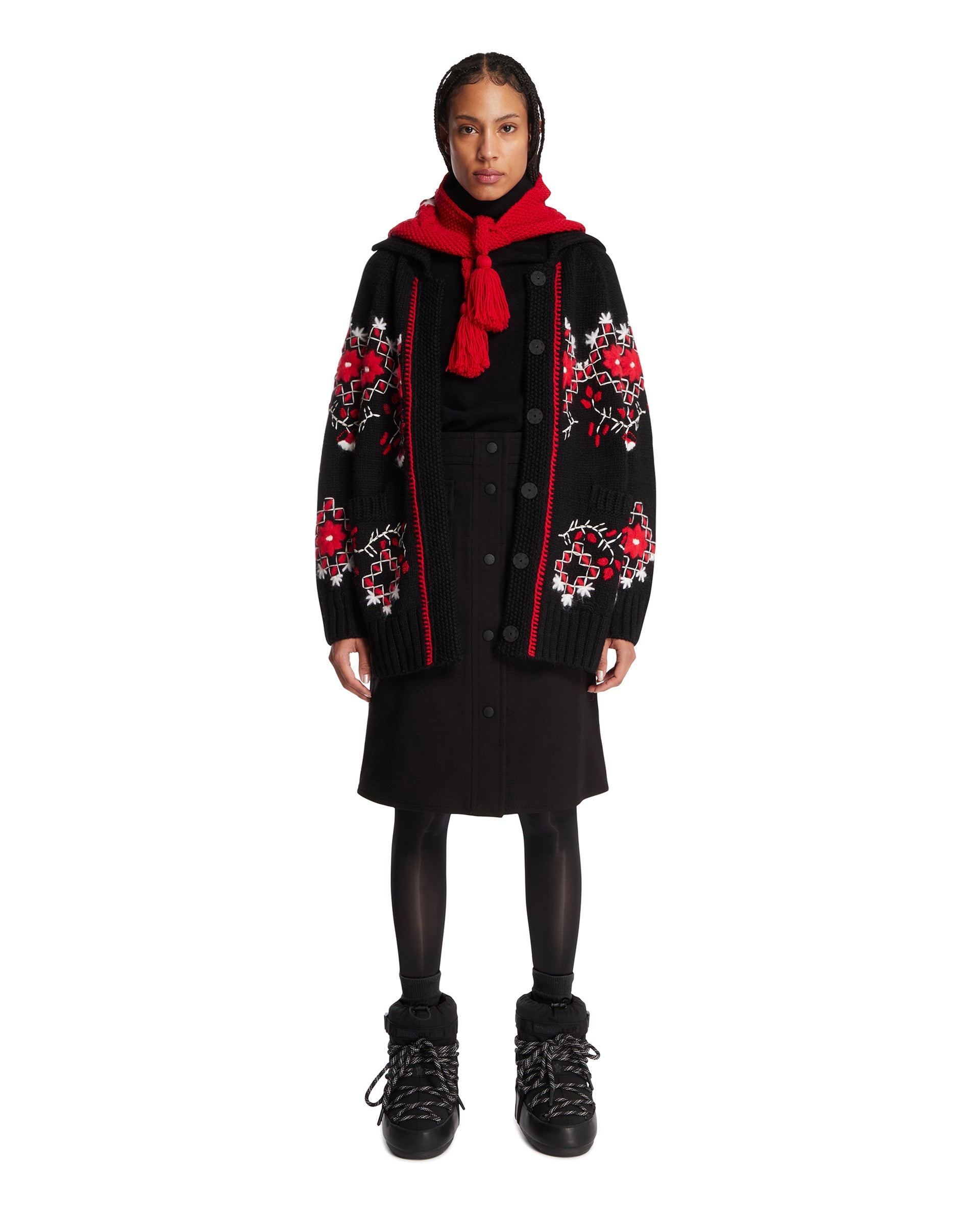 Black Embroidered Wool Cardigan Moncler оригінал – Купити в Україні – детальний вид