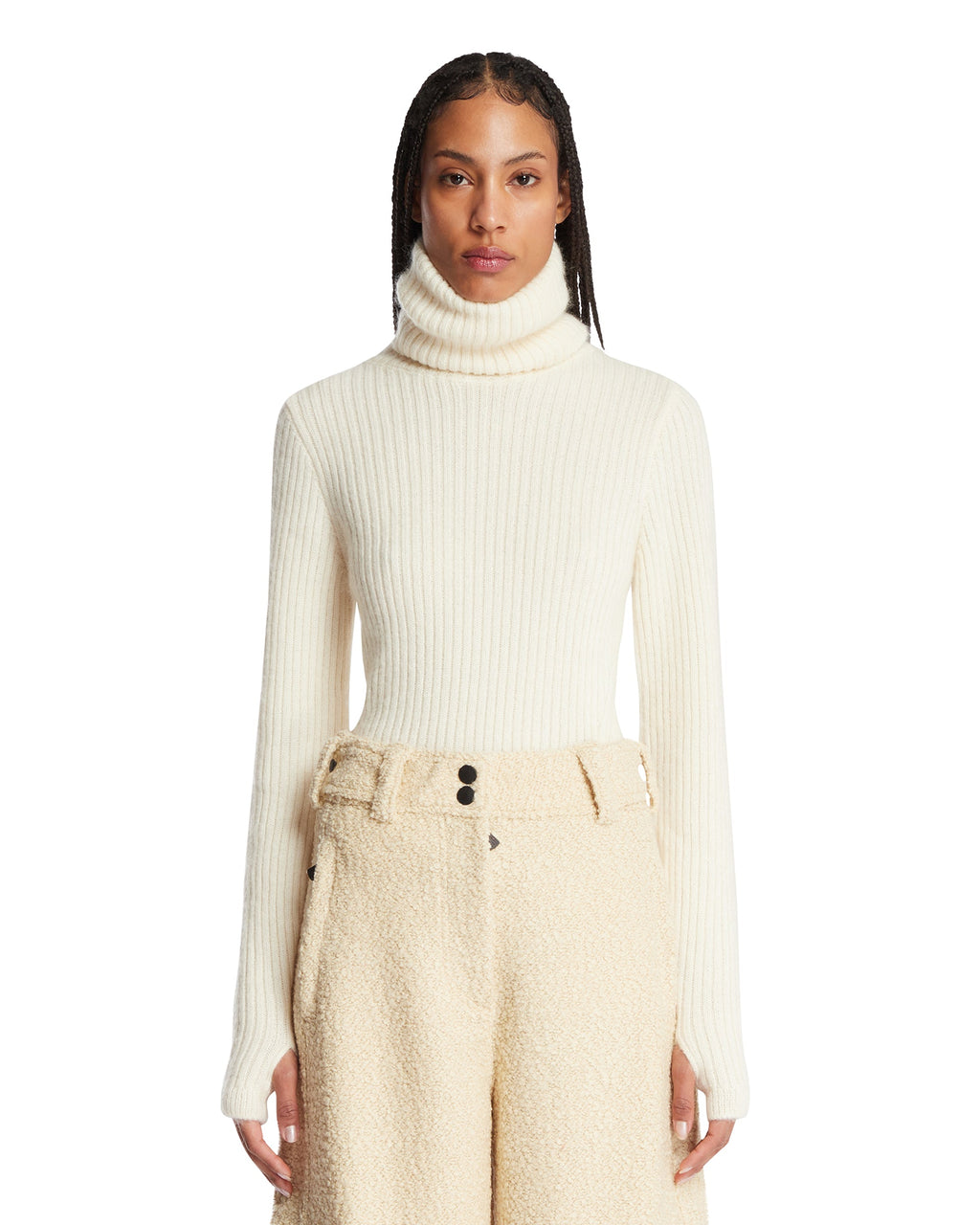 White Ribbed Wool Sweater Moncler оригінал – Купити в Україні – боковий вид