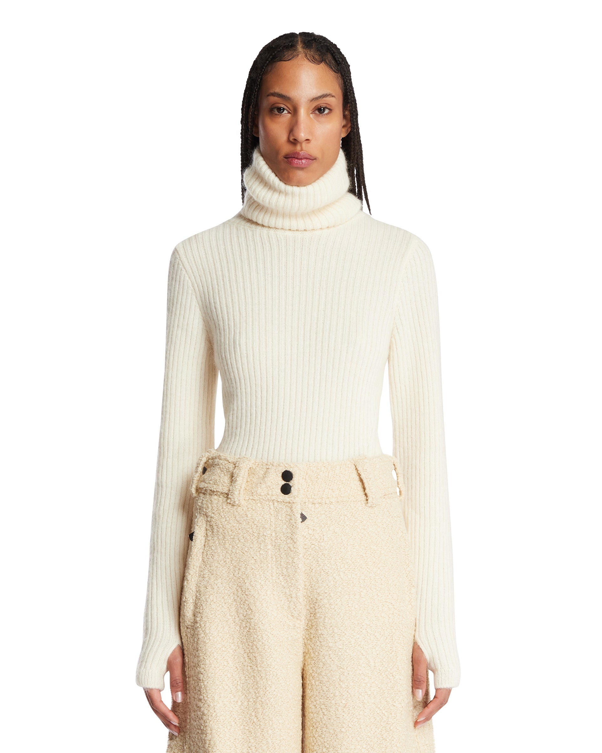 White Ribbed Wool Sweater Moncler оригінал – Купити в Україні – боковий вид - MONCLER