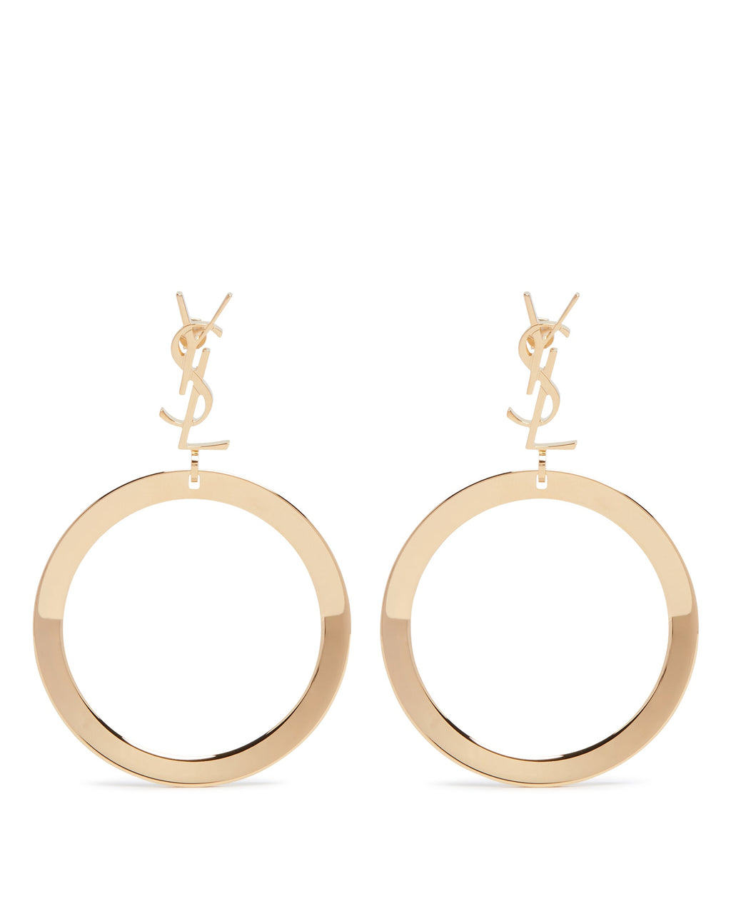 Gold-Tone Cassandre Drop Hoop Earrings Saint laurent – Гарантія оригінальності – боковий вид