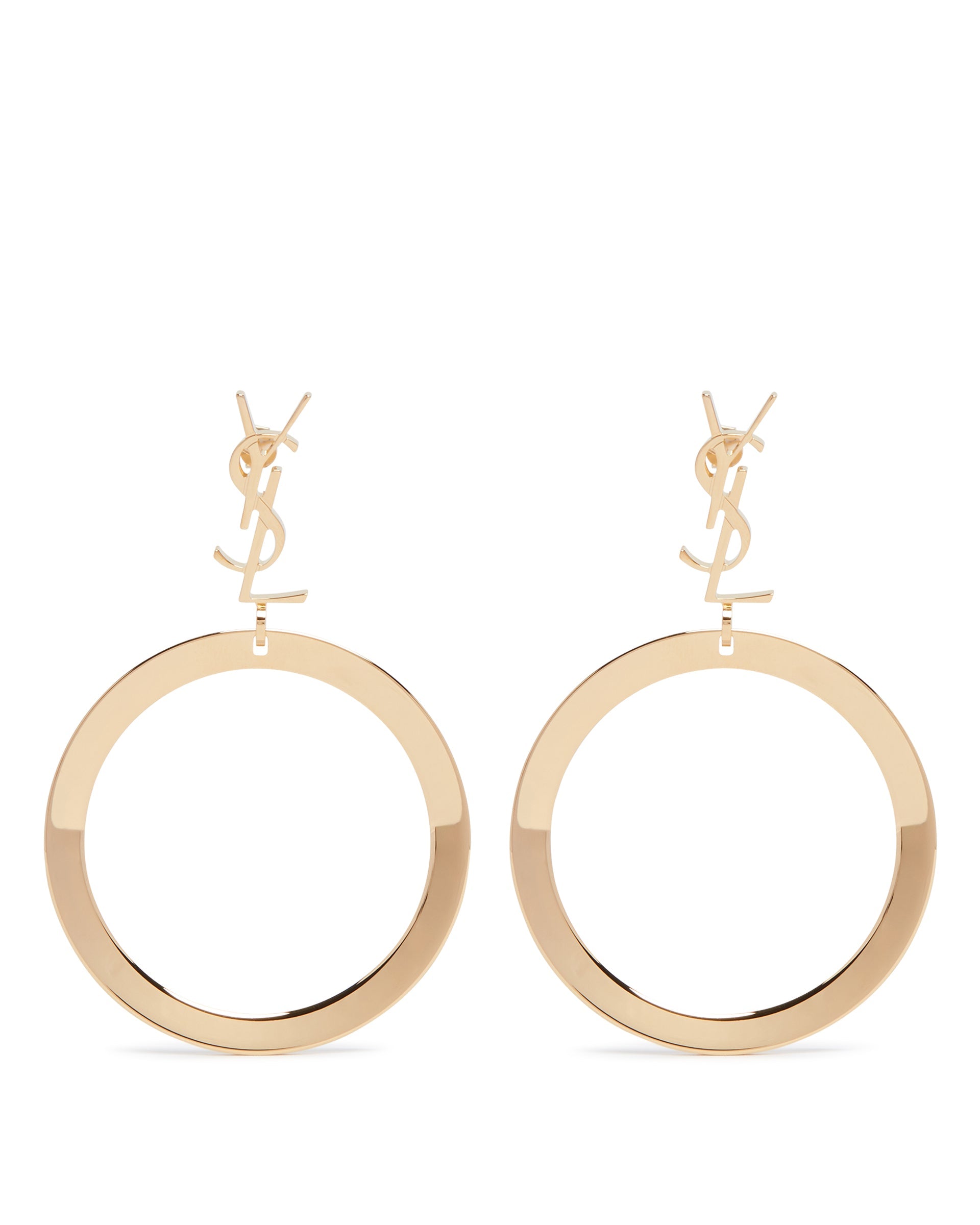Gold-Tone Cassandre Drop Hoop Earrings Saint laurent – Гарантія оригінальності – боковий вид