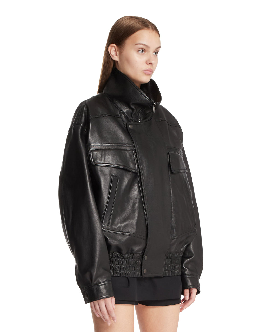 Оригінальна Black Leather Bomber Saint laurent – вид ззаду