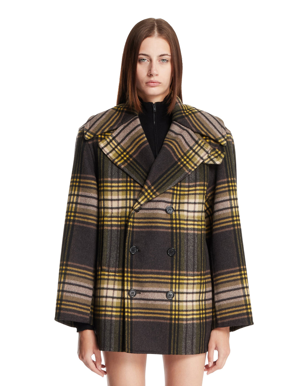 Оригінальна Gray Tartan Peacoat Saint laurent – боковий вид