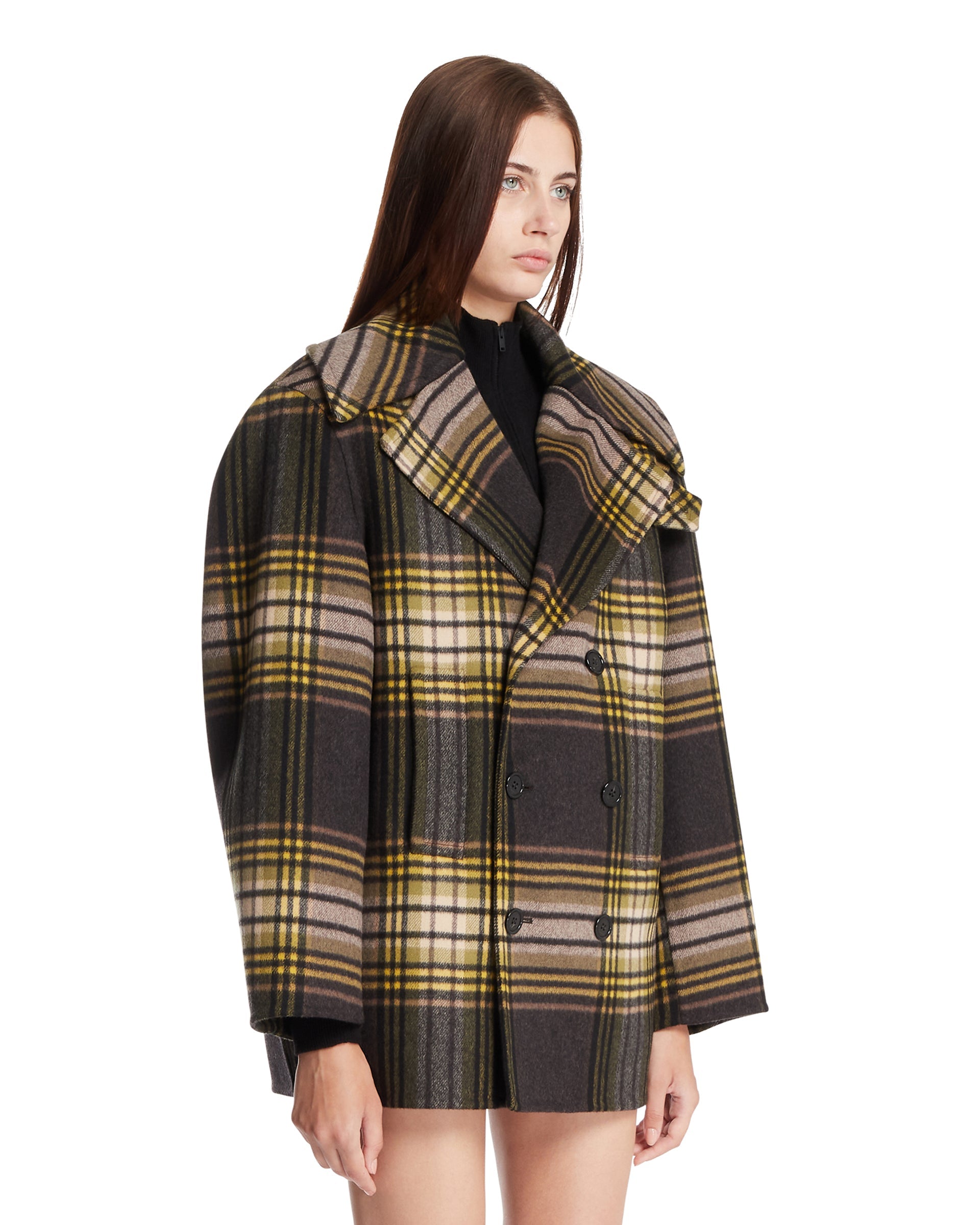 Оригінальна Gray Tartan Peacoat Saint laurent – вид ззаду
