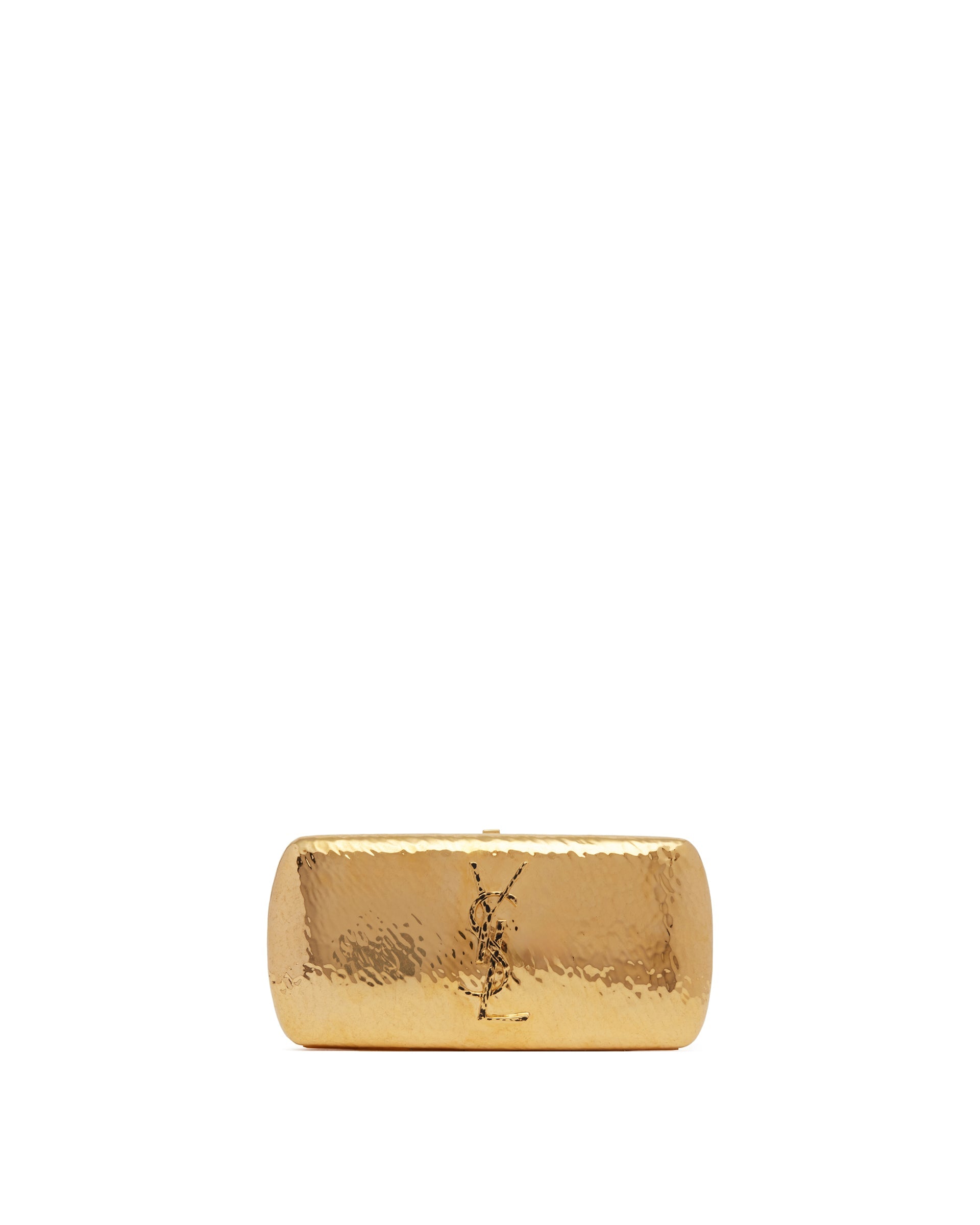 Gold-Tone Metal Evening Clutch Saint laurent – Гарантія оригінальності – боковий вид