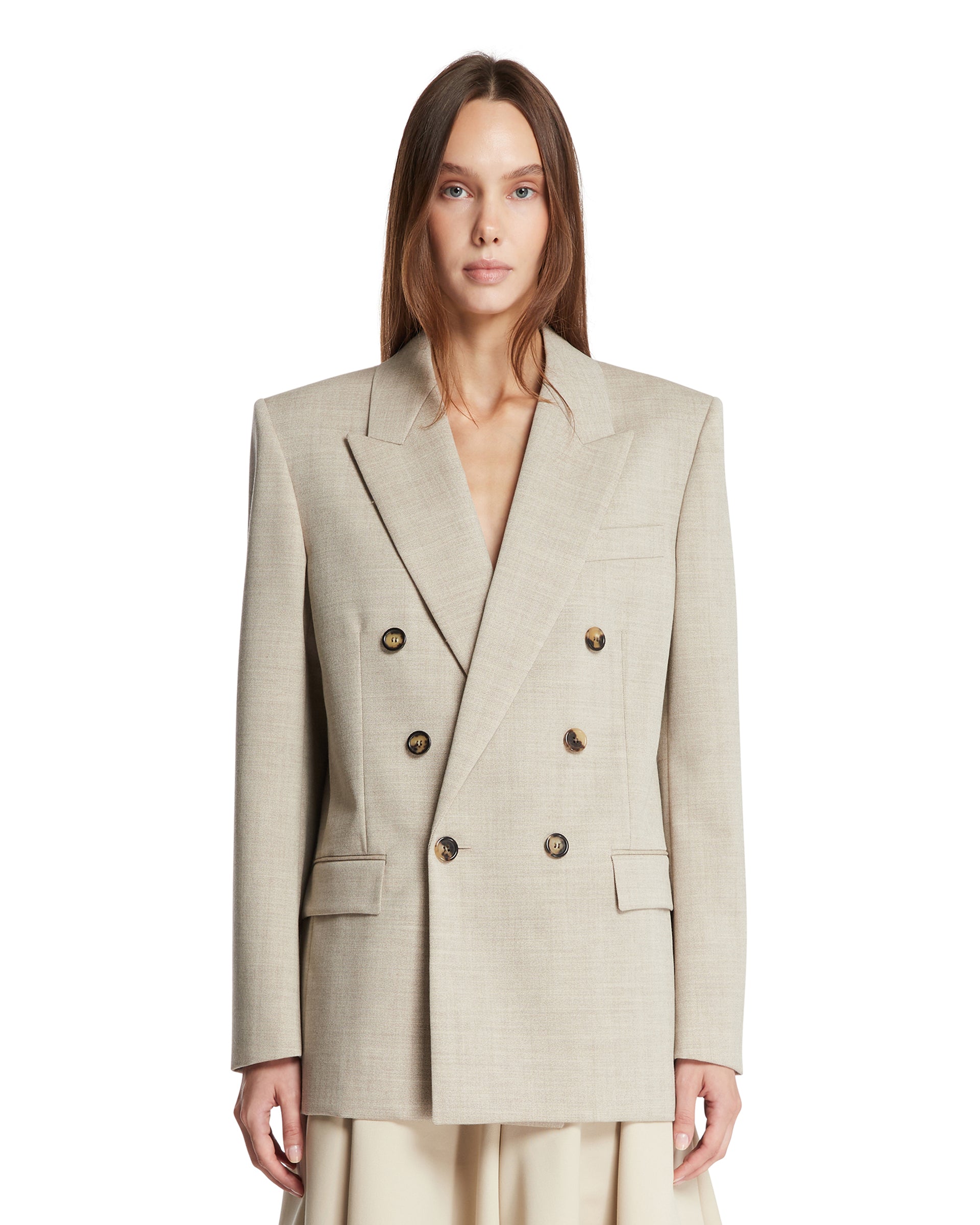 Оригінальна Beige Double-Breasted Blazer Saint laurent – боковий вид