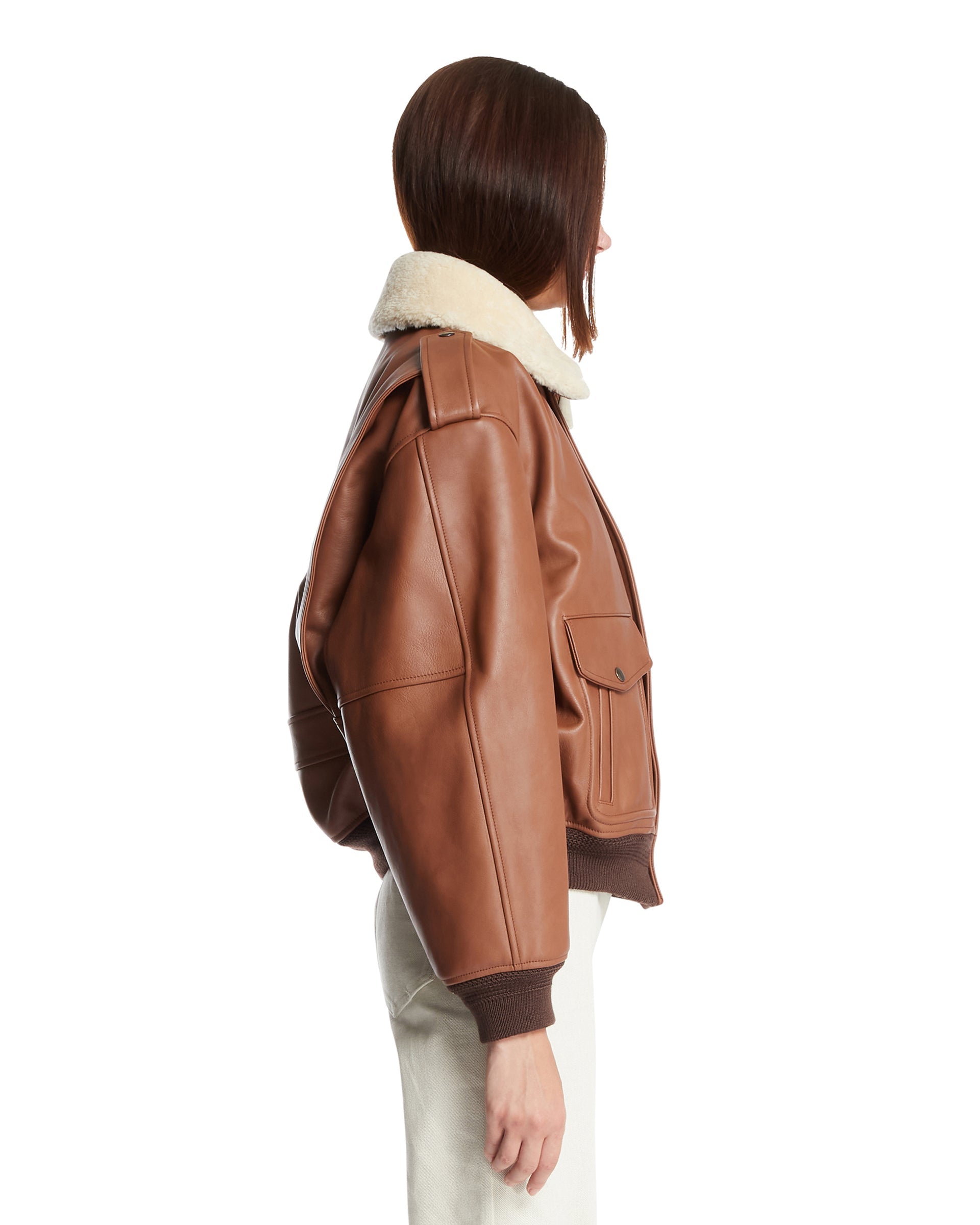 Оригінальна Brown Leather Bomber Jacket Saint laurent – збільшений вид