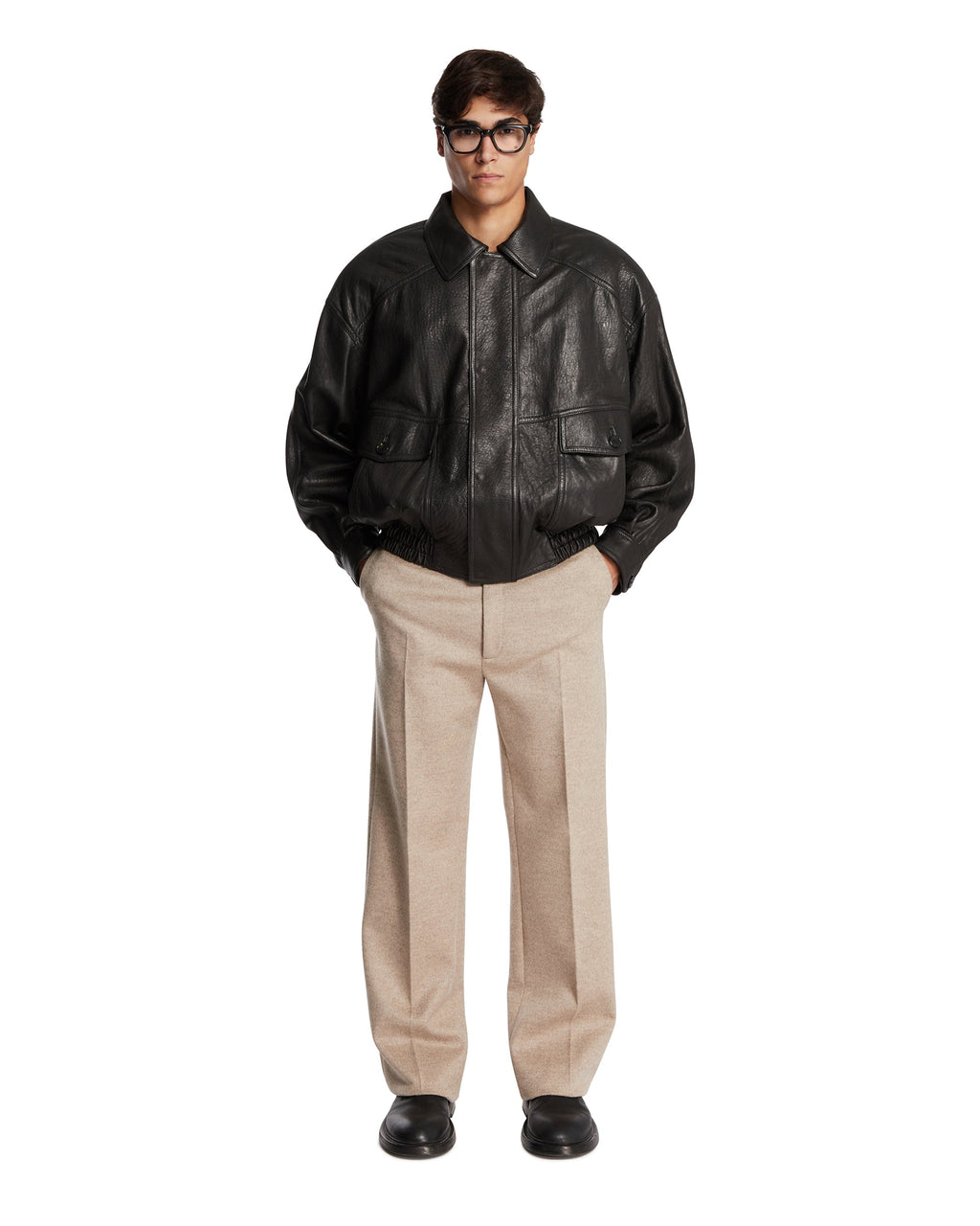 Black Leather Balloon Bomber Saint laurent – Гарантія оригінальності – детальний вид