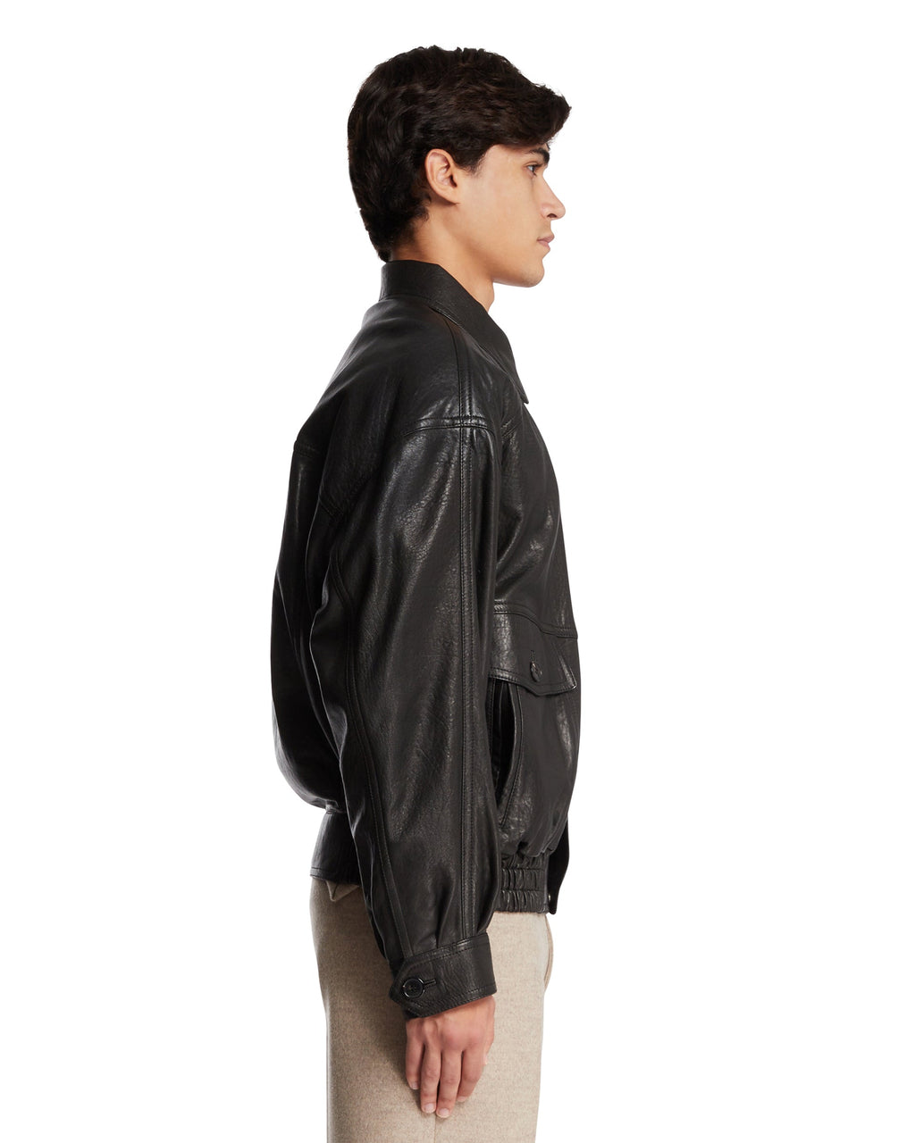 Black Leather Balloon Bomber Saint laurent – Гарантія оригінальності – збільшений вид