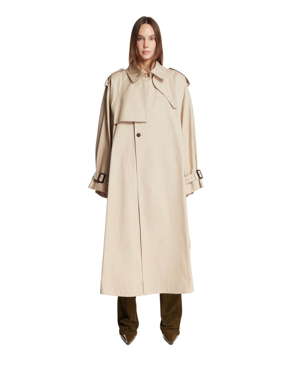 Beige Trench Cape Saint laurent оригінал – Купити в Україні – боковий вид