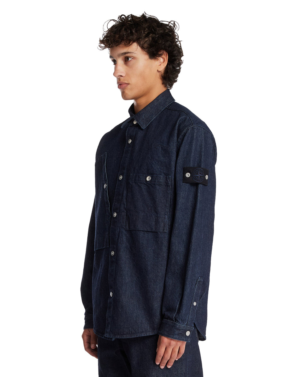 Dark Blue Cotton Denim Shirt Stone island – Гарантія оригінальності – вид ззаду