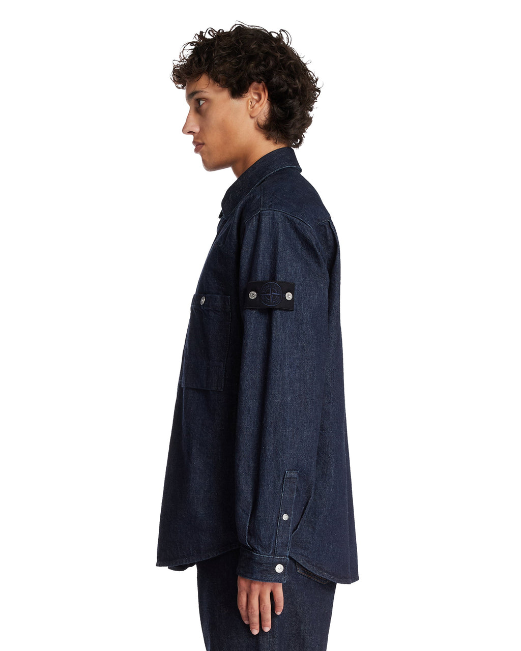 Dark Blue Cotton Denim Shirt Stone island – Гарантія оригінальності – збільшений вид