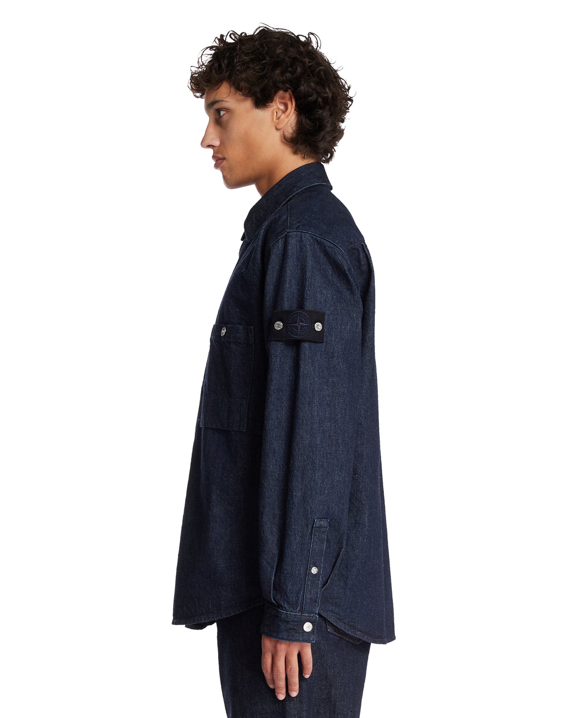 Dark Blue Cotton Denim Shirt Stone island – Гарантія оригінальності – збільшений вид