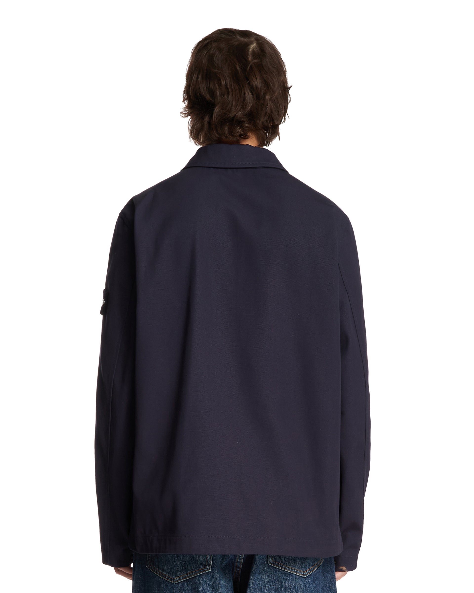 Blue Cotton Zip Overshirt - STONE ISLAND