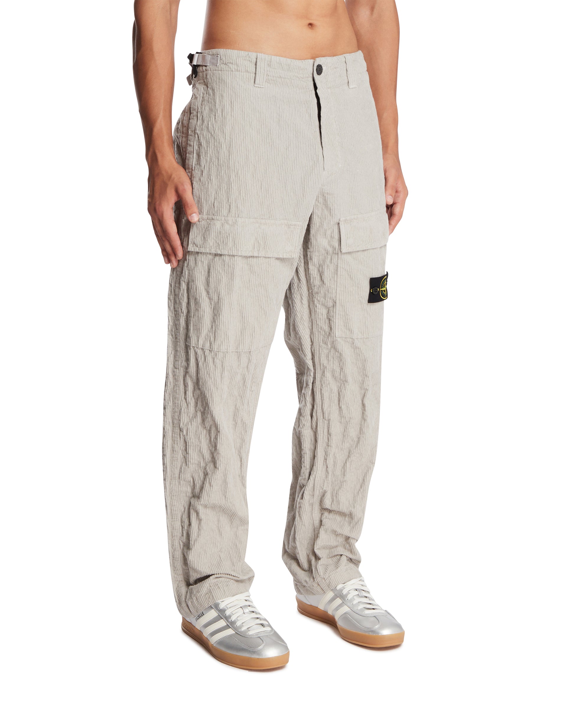 Gray Corduroy Utility Pants - STONE ISLAND