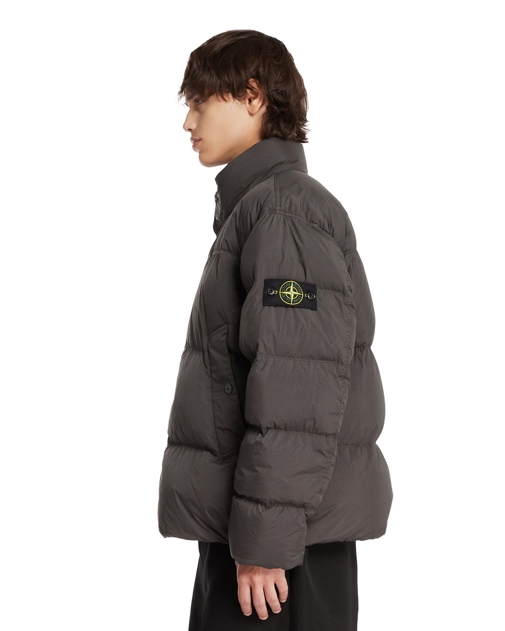 Gray Short Quilted Puffer Jacket - STONE ISLAND