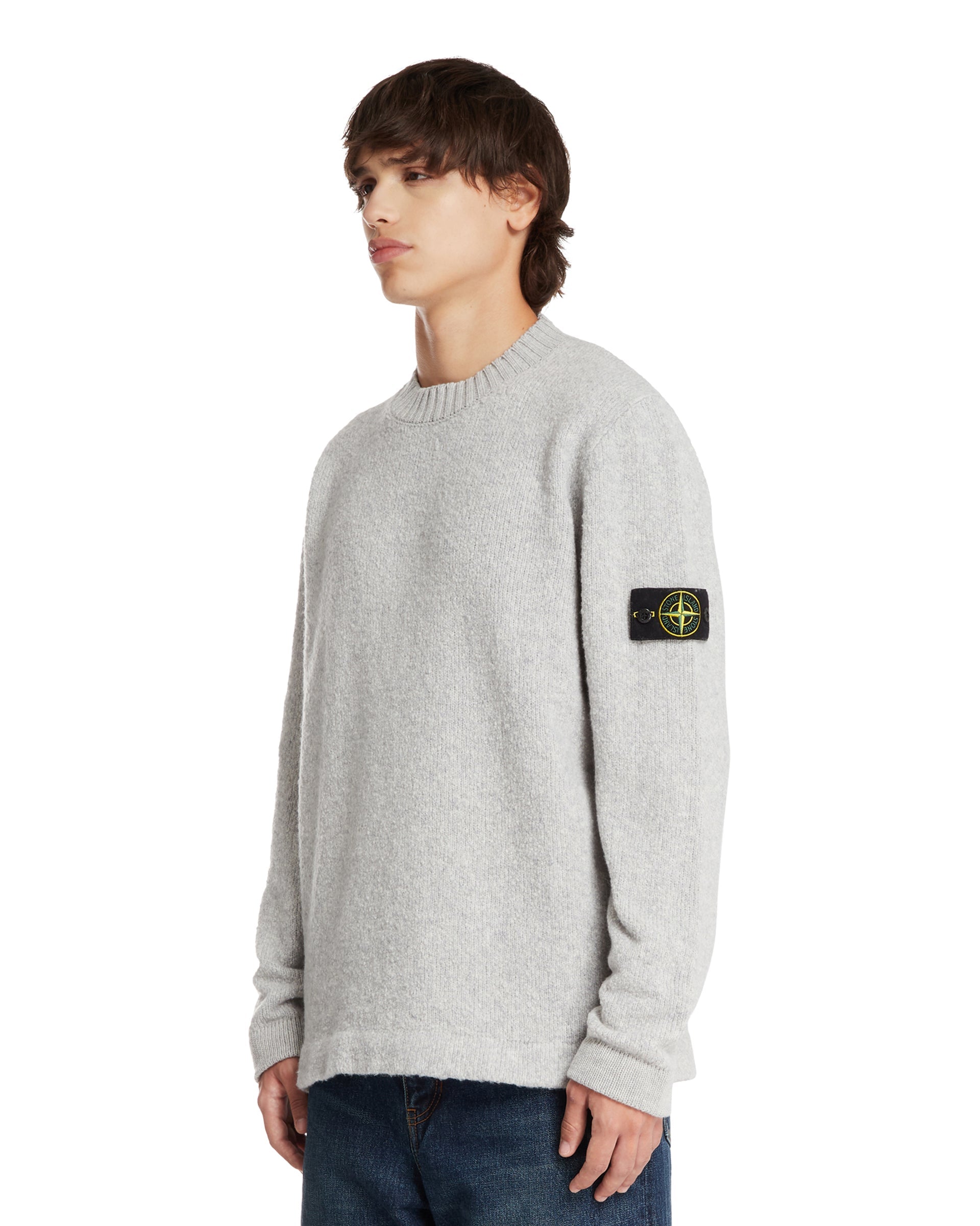 Gray Wool Crewneck Sweater - STONE ISLAND
