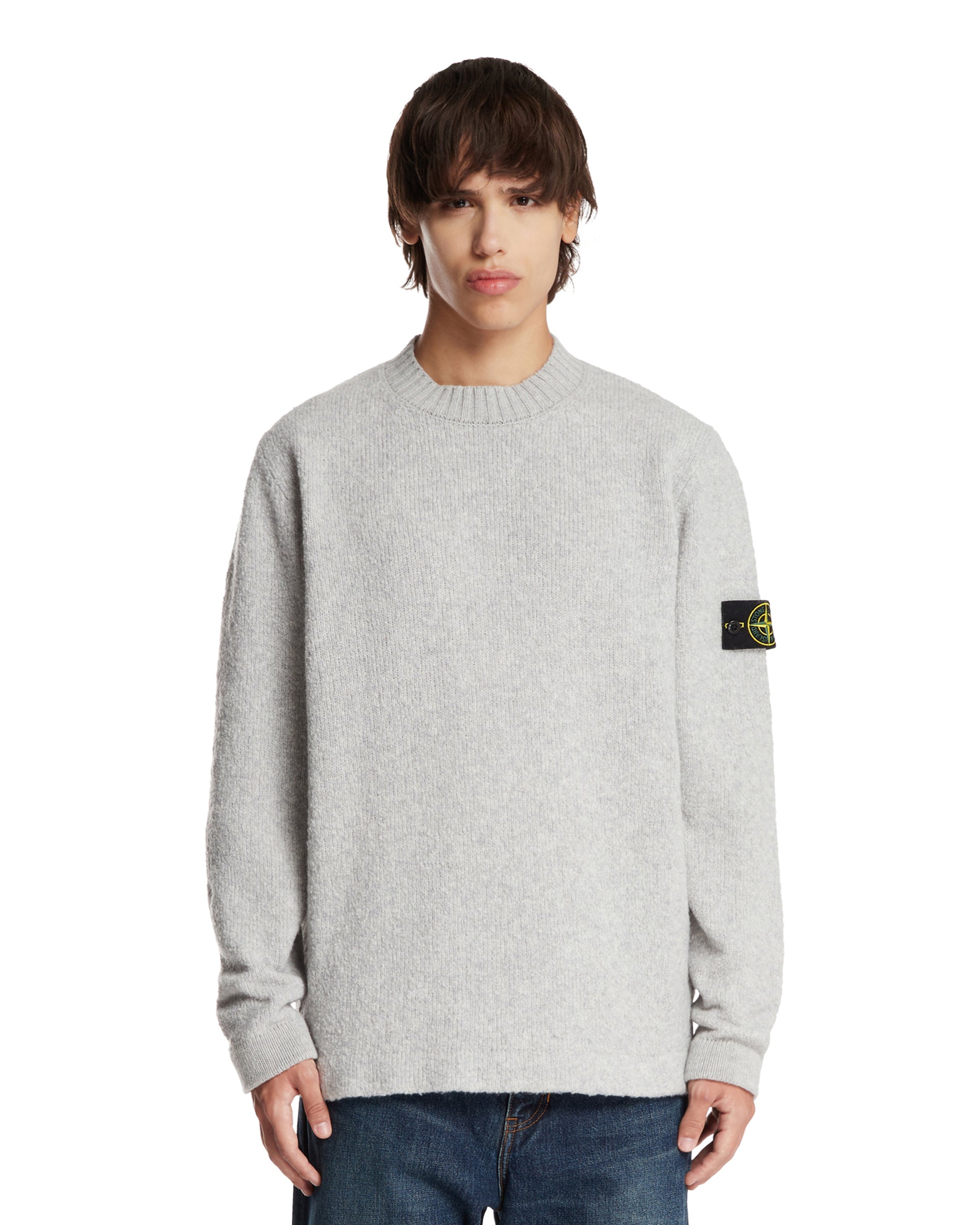 Gray Wool Crewneck Sweater - STONE ISLAND