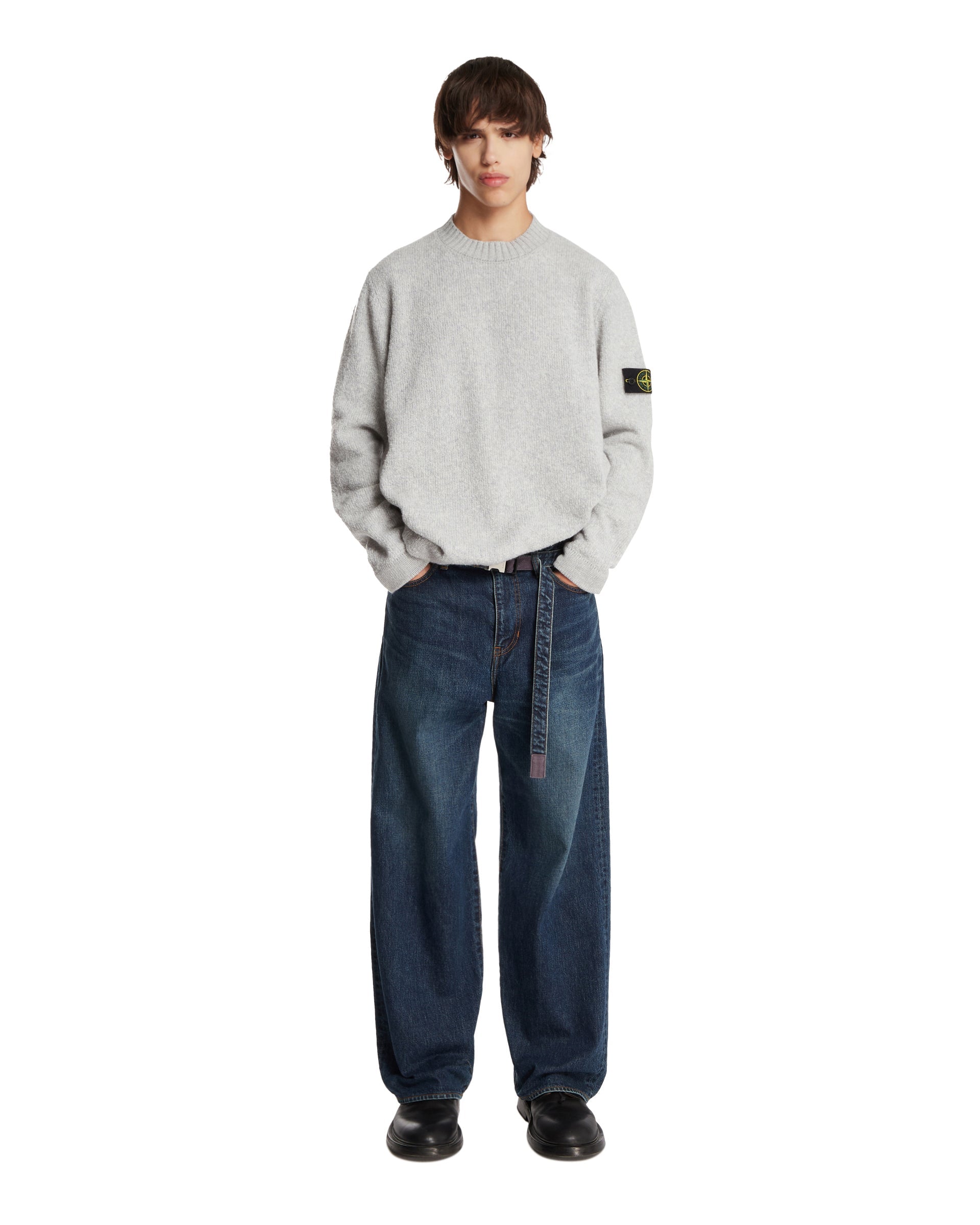 Gray Wool Crewneck Sweater - STONE ISLAND