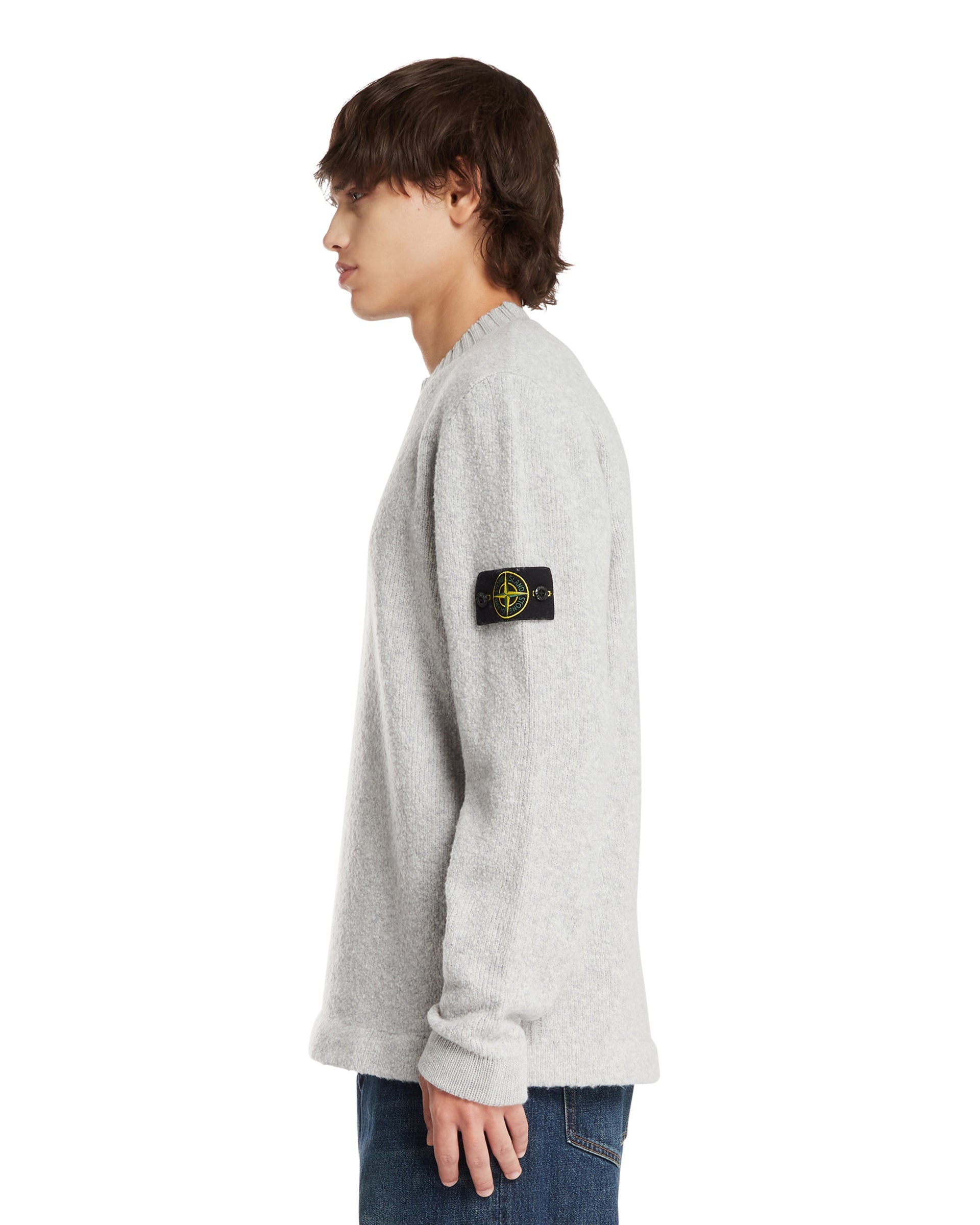 Gray Wool Crewneck Sweater - STONE ISLAND