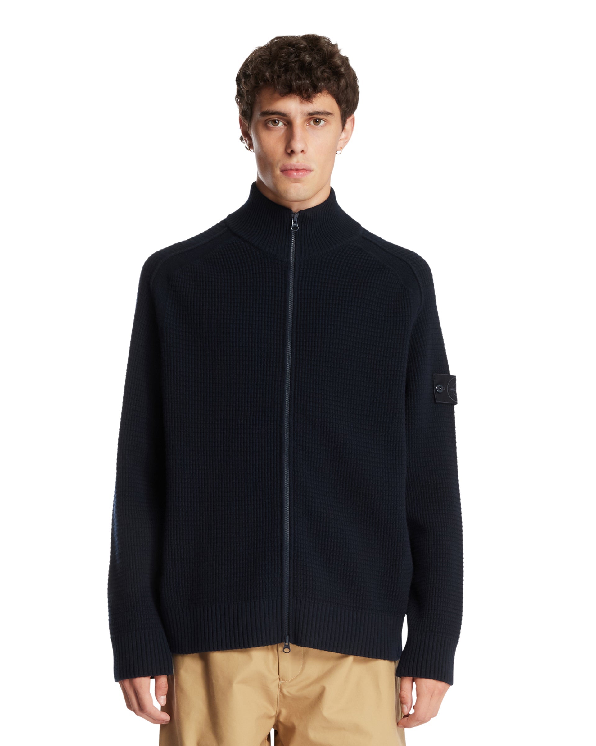 Оригінальна Blue Wool Zip-Up Sweater Stone island – боковий вид