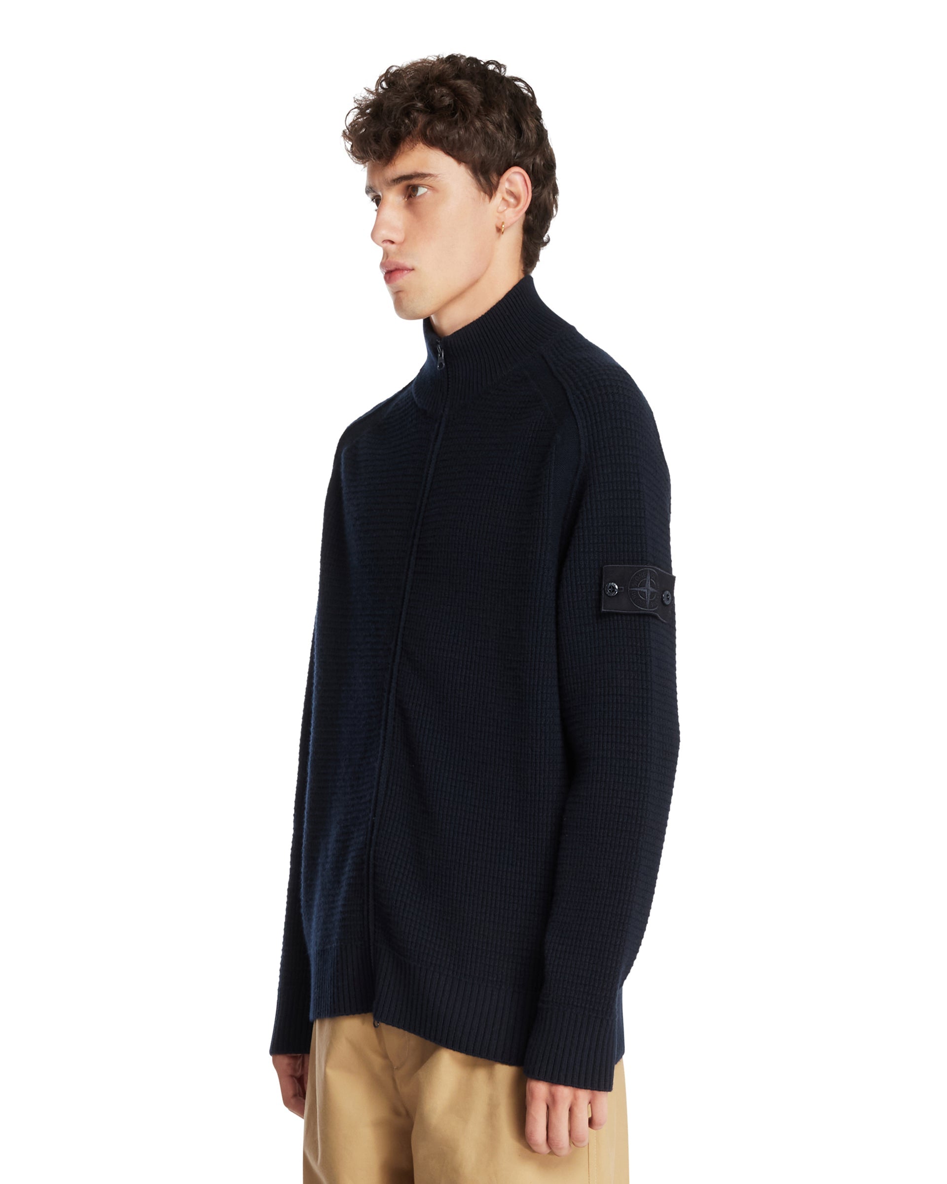 Оригінальна Blue Wool Zip-Up Sweater Stone island – вид ззаду