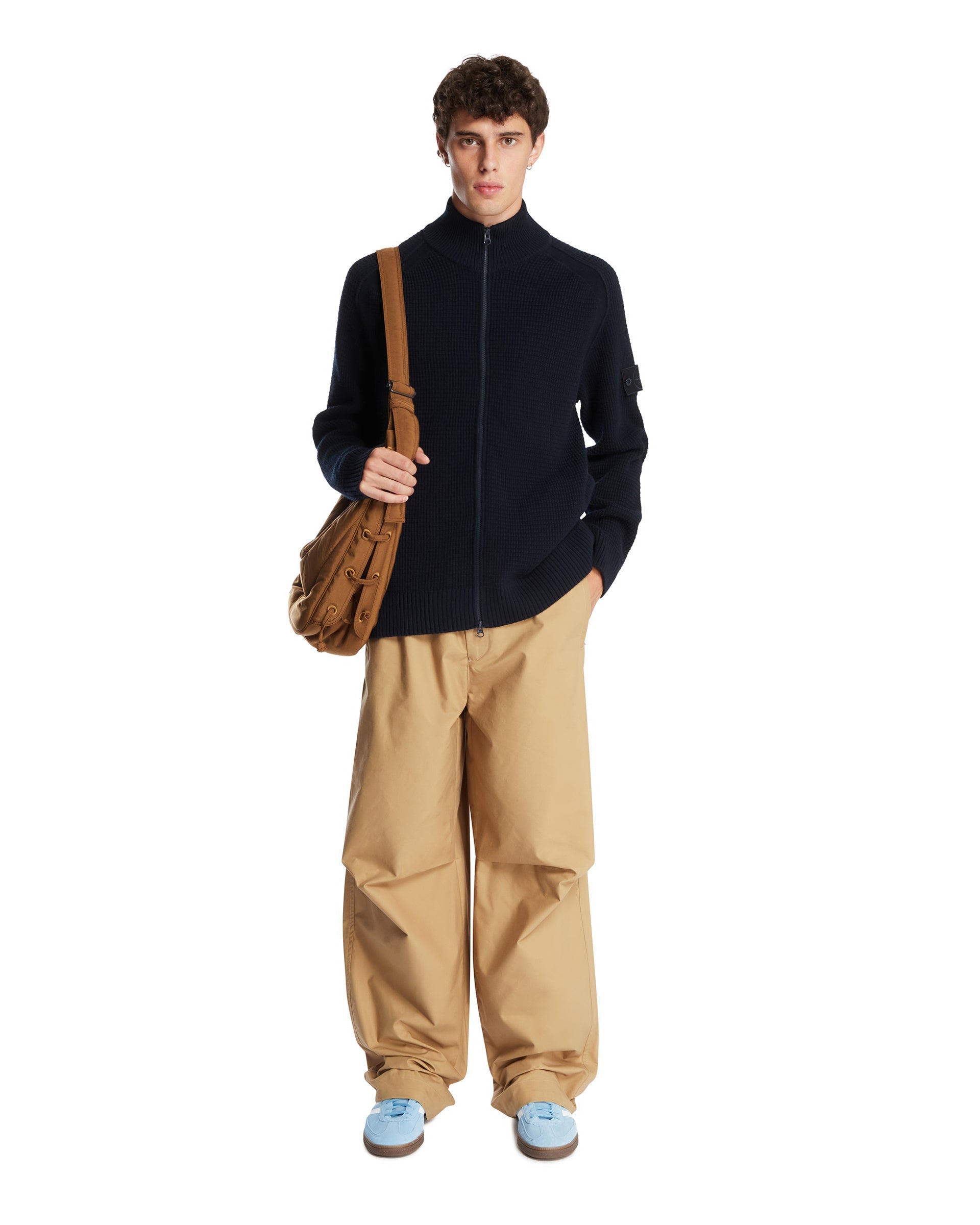 Оригінальна Blue Wool Zip-Up Sweater Stone island – детальний вид