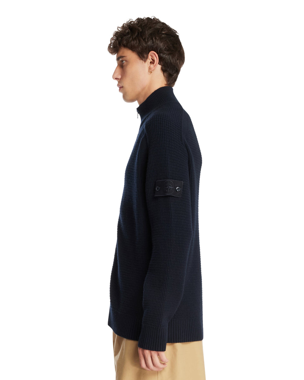 Оригінальна Blue Wool Zip-Up Sweater Stone island – збільшений вид