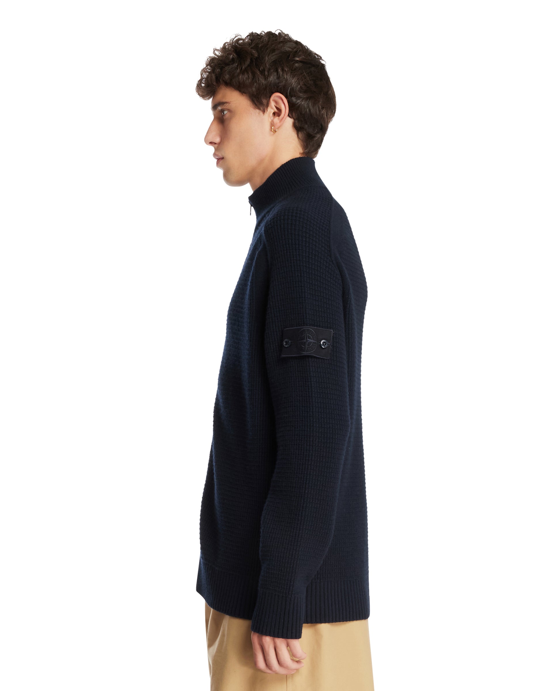 Оригінальна Blue Wool Zip-Up Sweater Stone island – збільшений вид