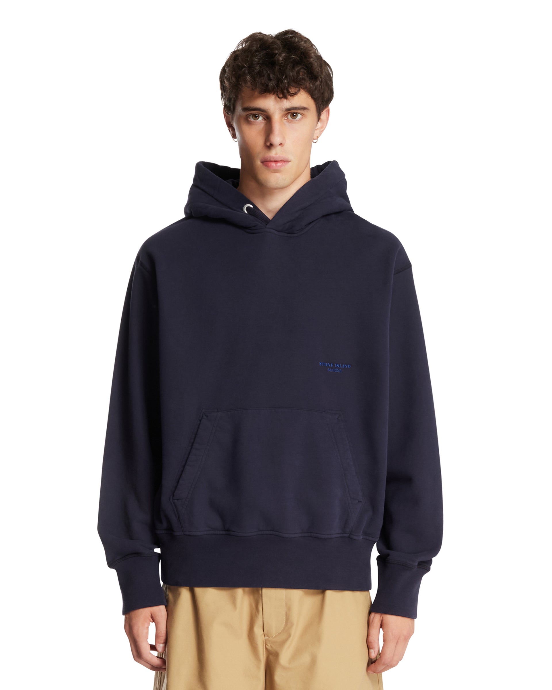 Blue Cotton Hoodie Stone island – Гарантія оригінальності – боковий вид