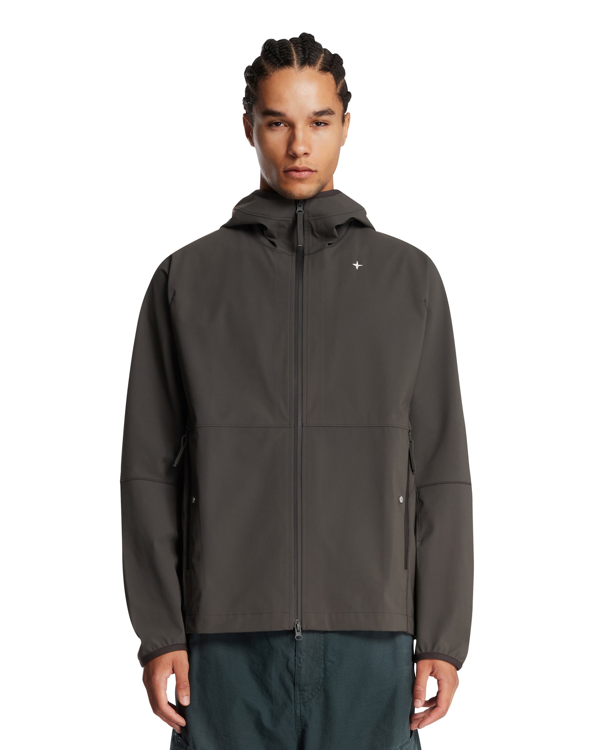 Gray Stellina Hooded Jacket With Zip Stone island оригінал – Купити в Україні – боковий вид
