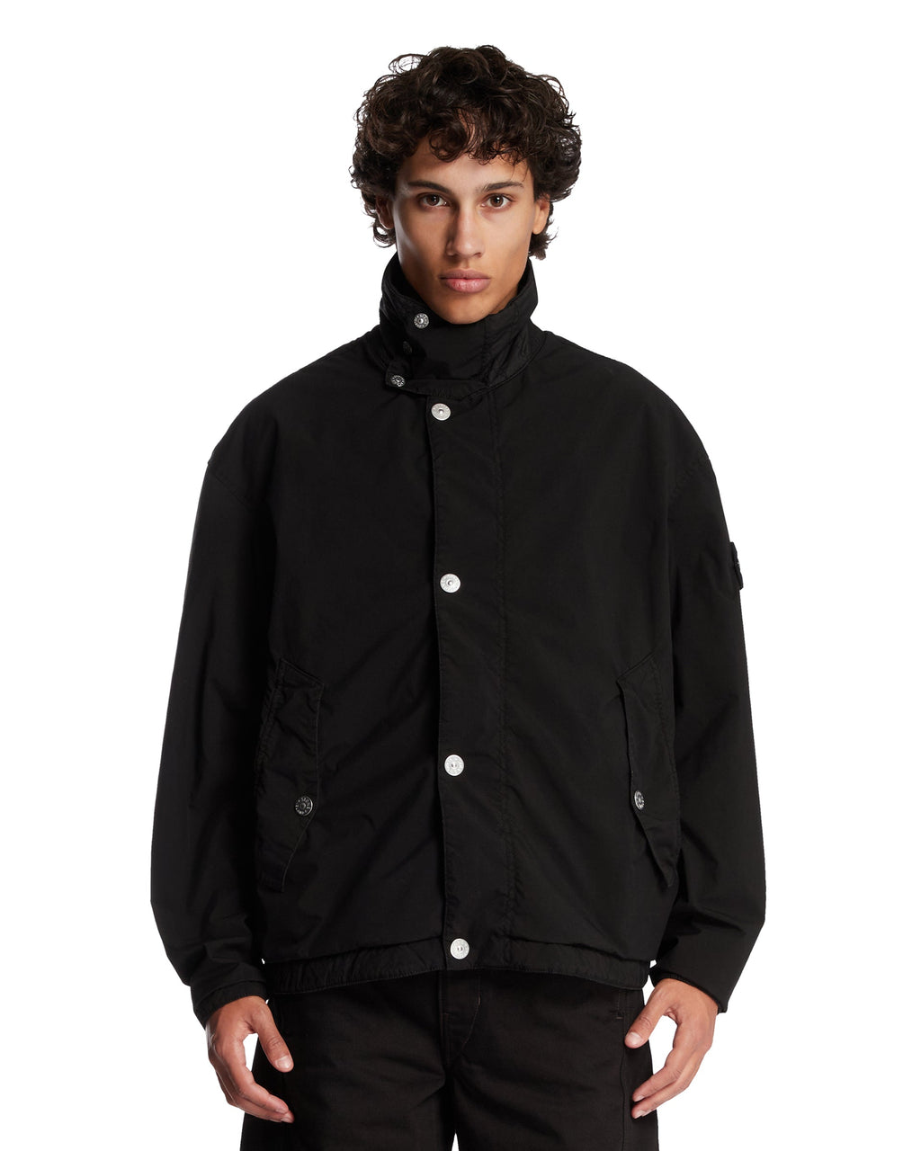 Оригінальна Black High-Collar Jacket Stone island – боковий вид