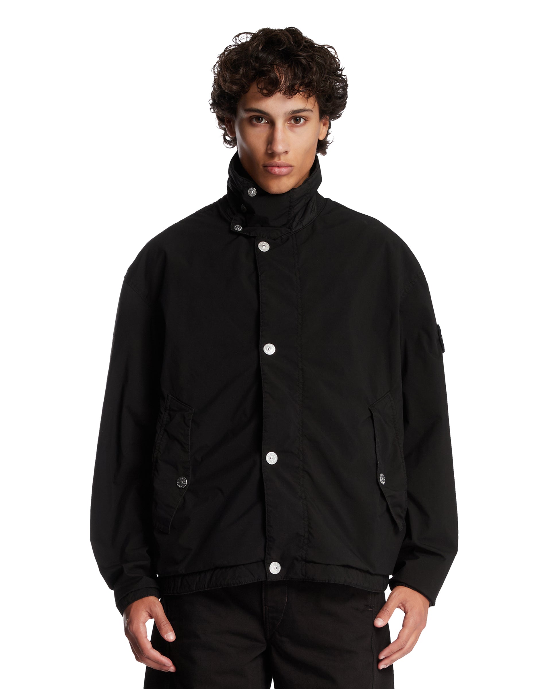 Оригінальна Black High-Collar Jacket Stone island – боковий вид