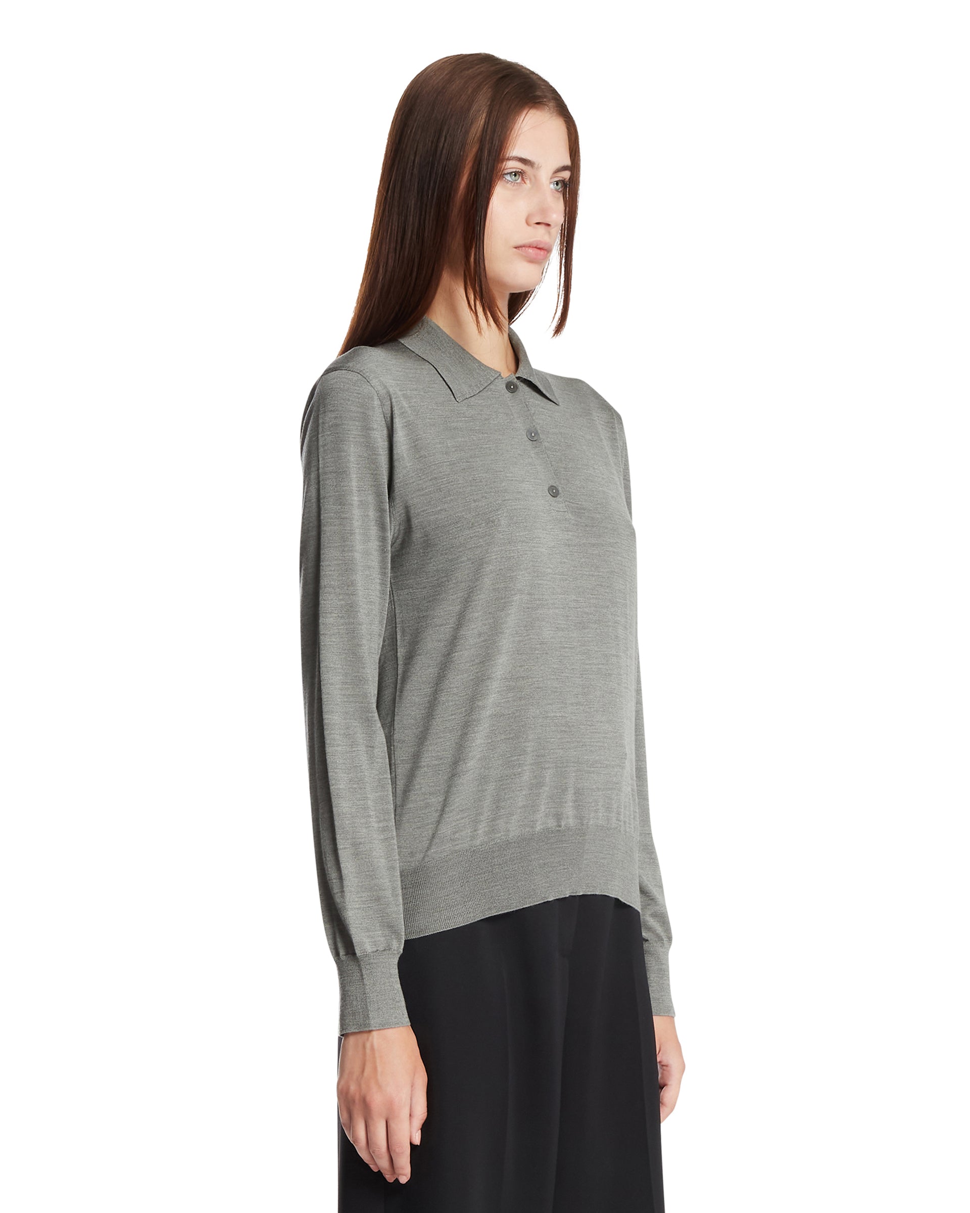 Gray Long-Sleeve Silk Polo The row – Гарантія оригінальності – вид ззаду