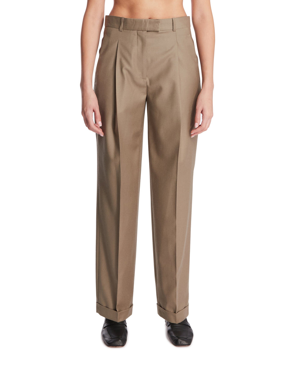 Beige Sorina Wool Trousers The row – Гарантія оригінальності – боковий вид