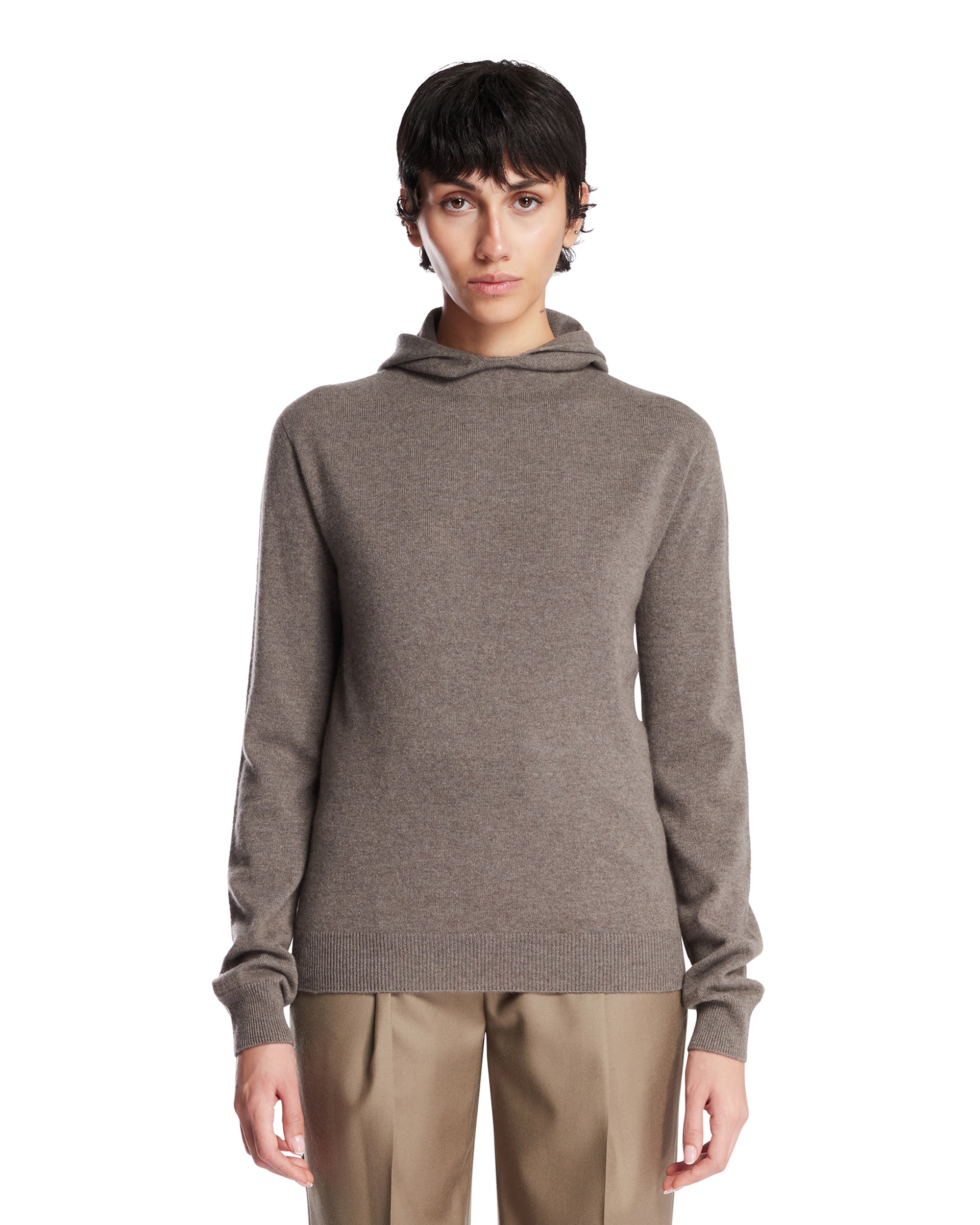 Beige Cashmere Hooded Sweater The row – Гарантія оригінальності – боковий вид