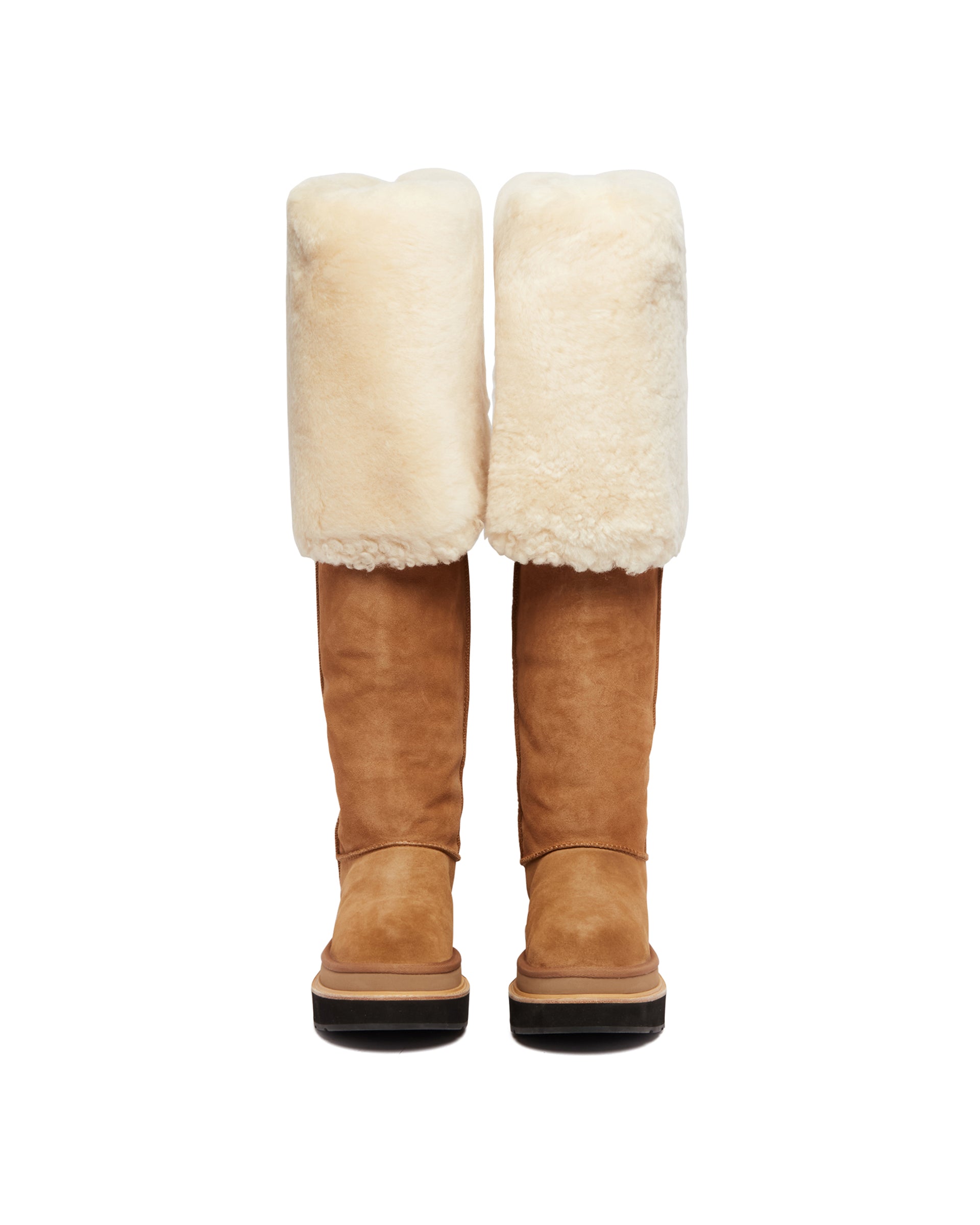 X Sacai Beige Thigh High Leather Boots Ugg – Гарантія оригінальності – збільшений вид