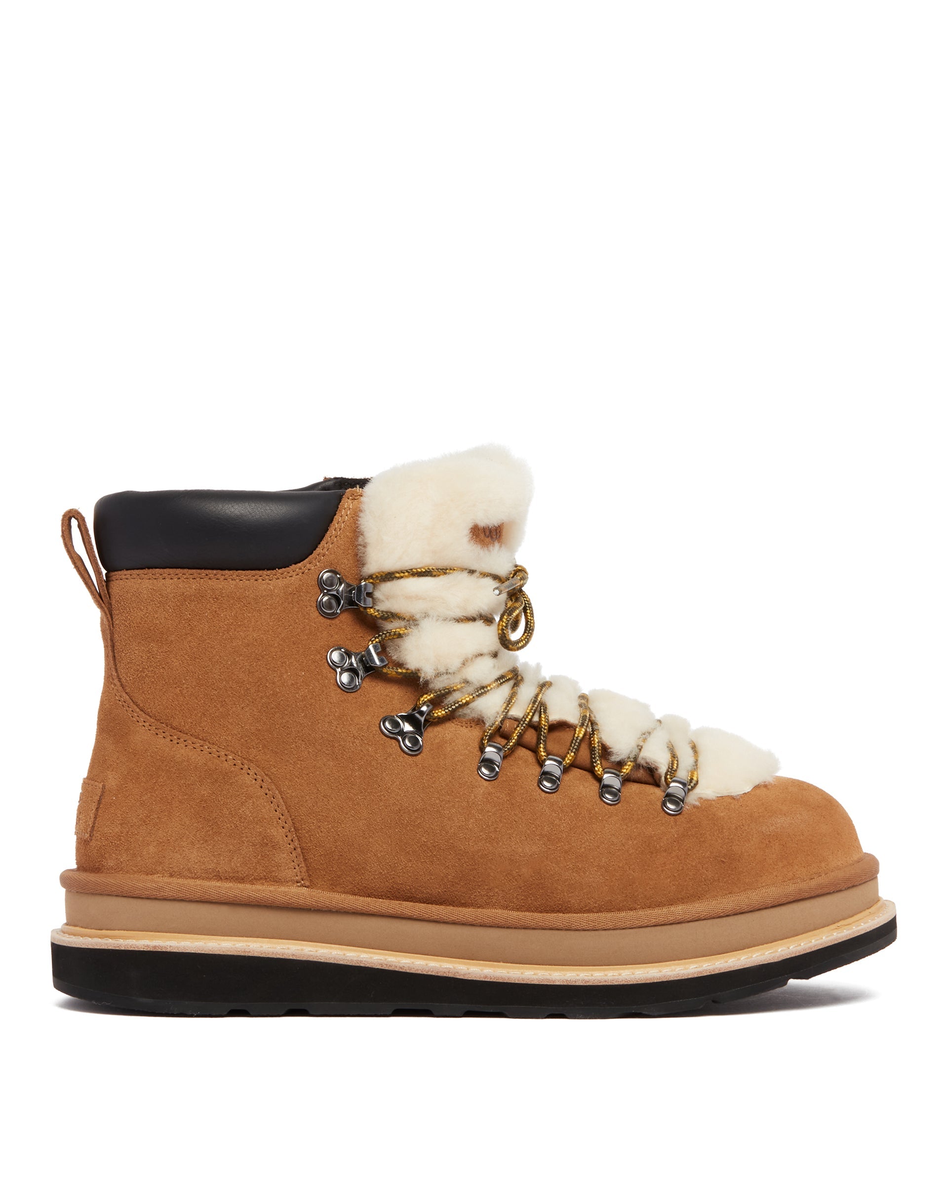 X Sacai Beige Leather Hiker Boots Ugg – Гарантія оригінальності – боковий вид
