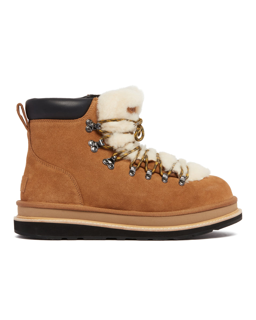 X Sacai Beige Leather Hiker Boots Ugg – Гарантія оригінальності – вид ззаду