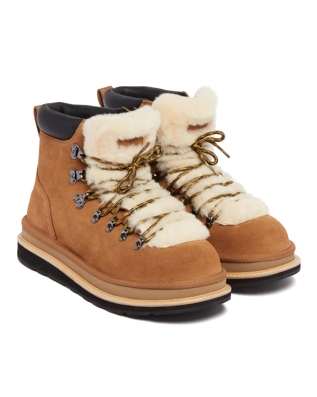 X Sacai Beige Leather Hiker Boots Ugg – Гарантія оригінальності – детальний вид