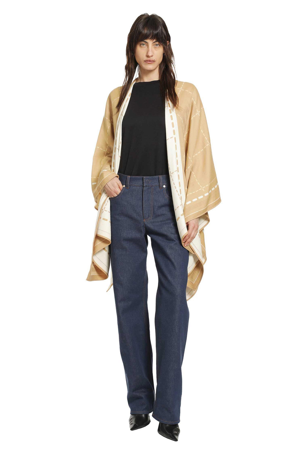 Оригінальна Wool Jacquard Poncho Fendi – боковий вид