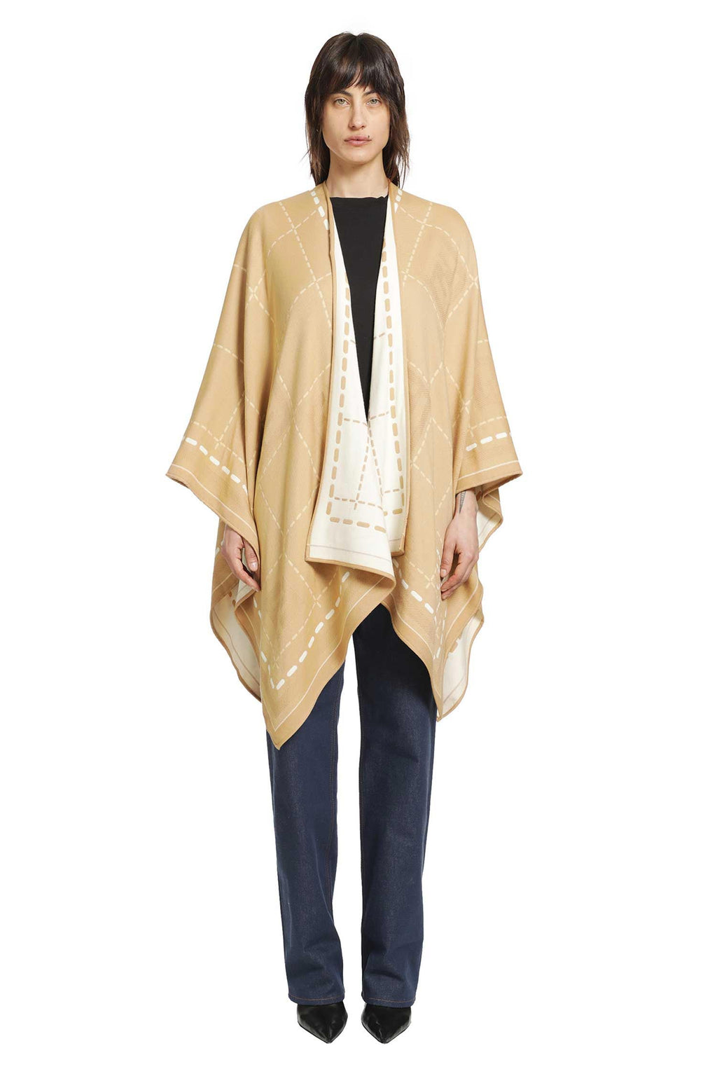 Оригінальна Wool Jacquard Poncho Fendi – вид ззаду