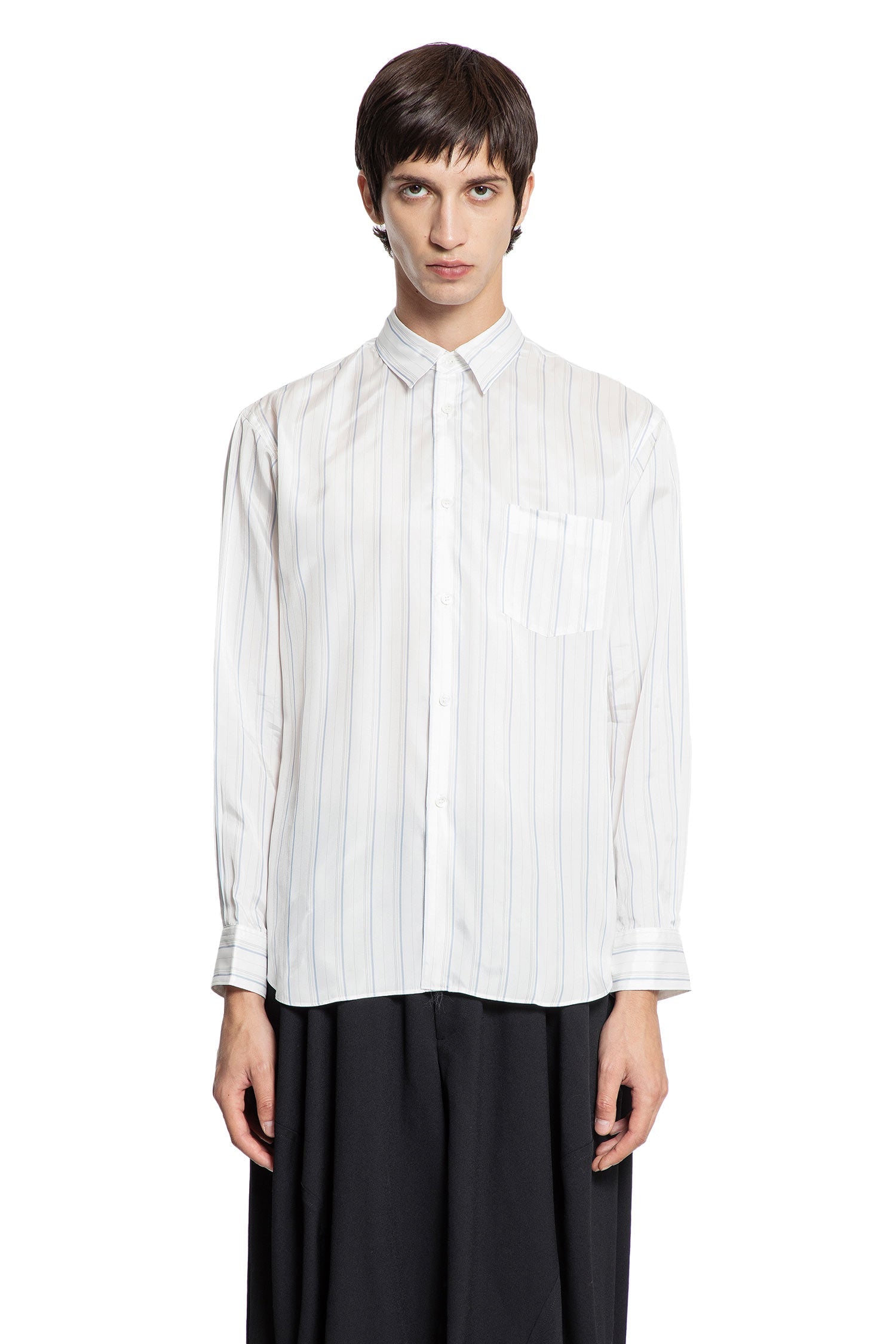 Оригінальна Pinstriped Cupro Satin Pocket Shirt Comme des garcons – боковий вид