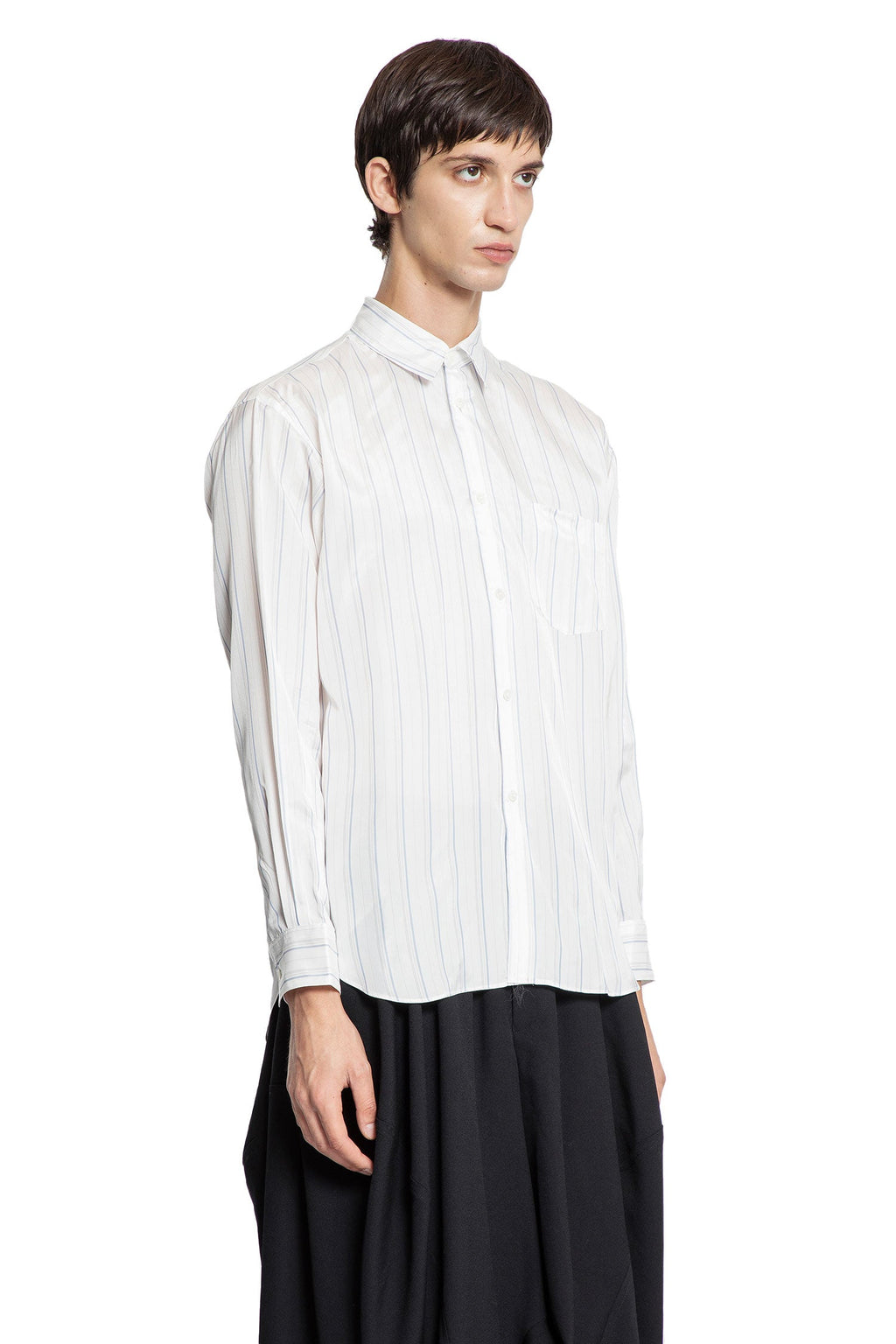 Оригінальна Pinstriped Cupro Satin Pocket Shirt Comme des garcons – вид ззаду