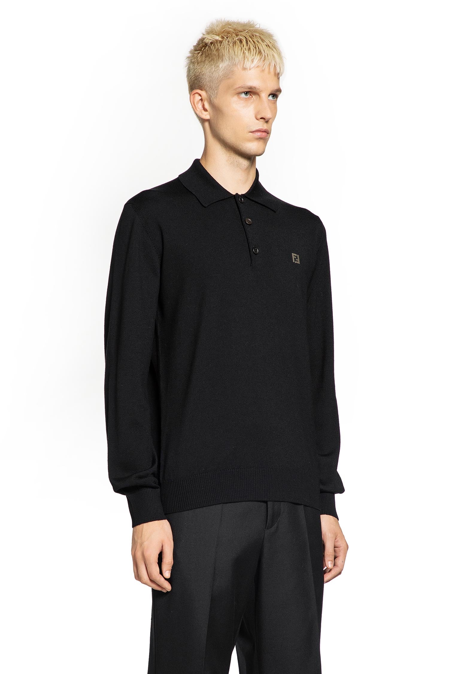 Stretch Wool Polo Shirt With Collar Fendi оригінал – Купити в Україні – вид ззаду