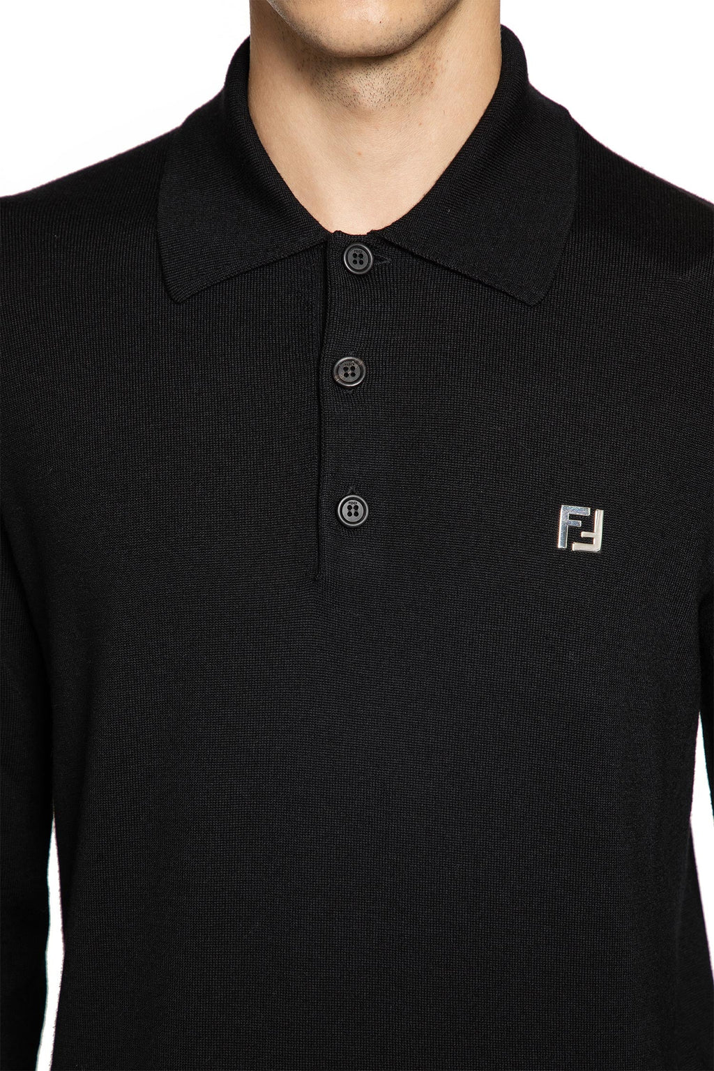 Stretch Wool Polo Shirt With Collar Fendi оригінал – Купити в Україні – збільшений вид