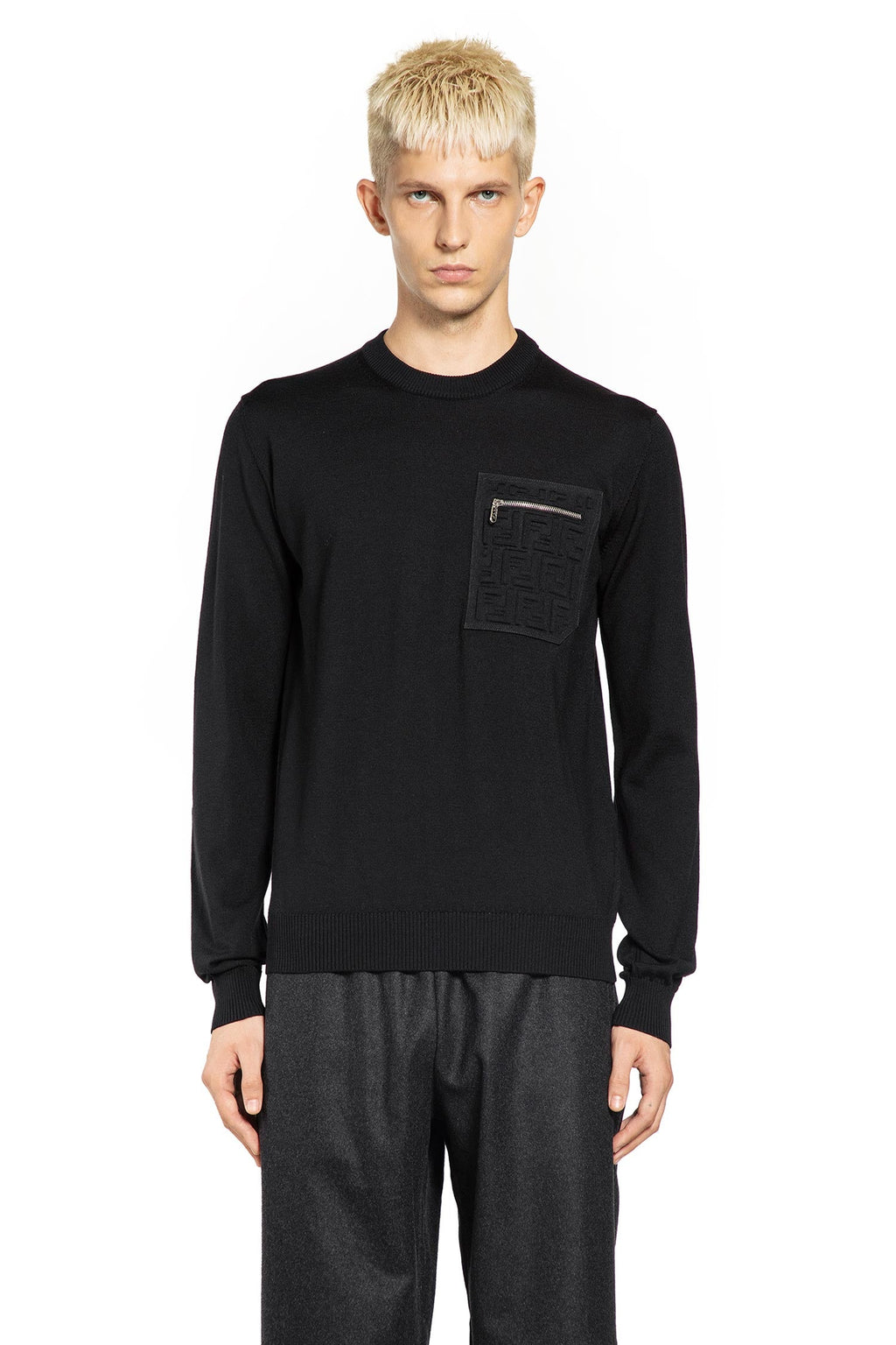 Crewneck Wool Sweater Fendi – Гарантія оригінальності – боковий вид